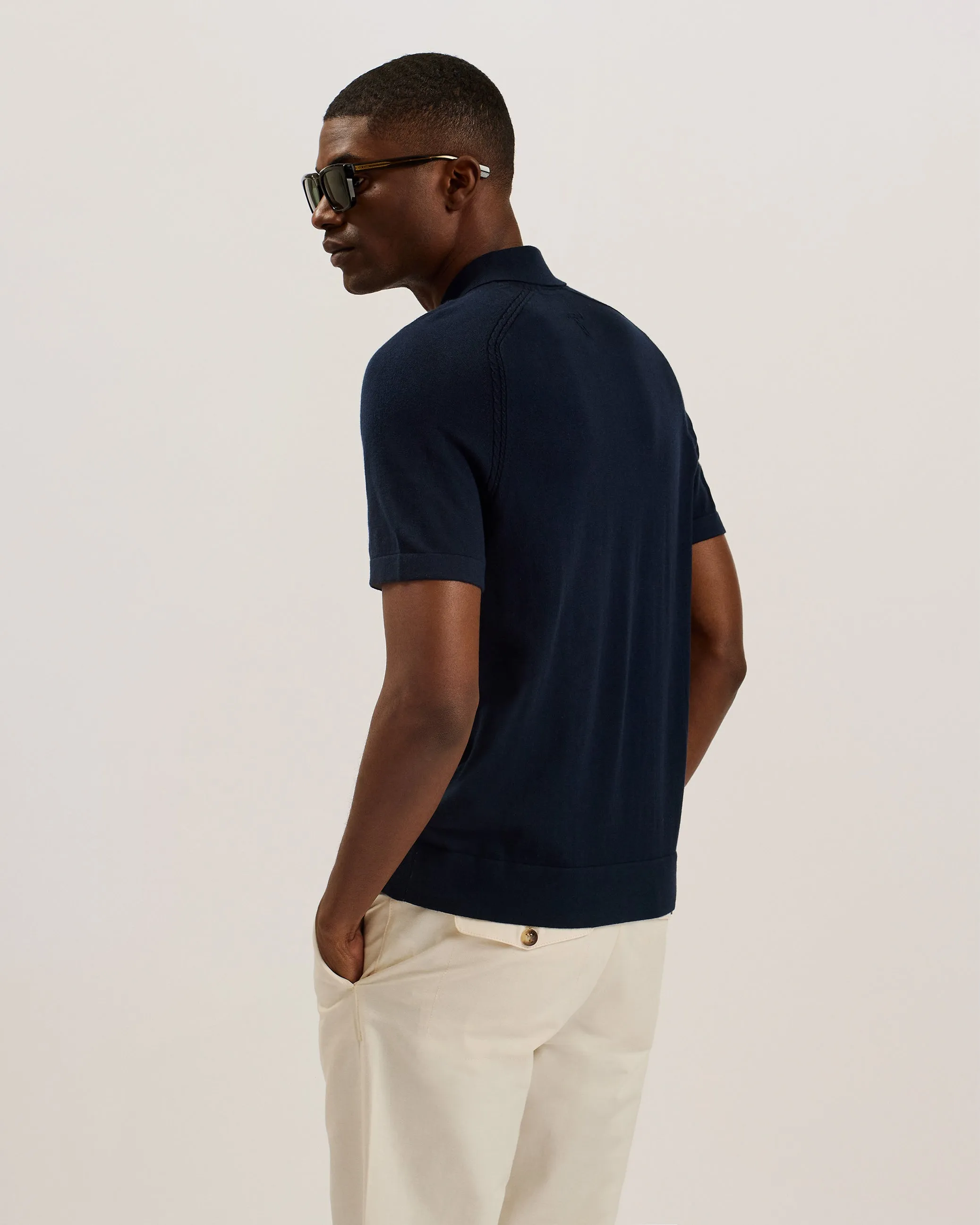 Peltz Ss Regular Silk Blend Polo Navy