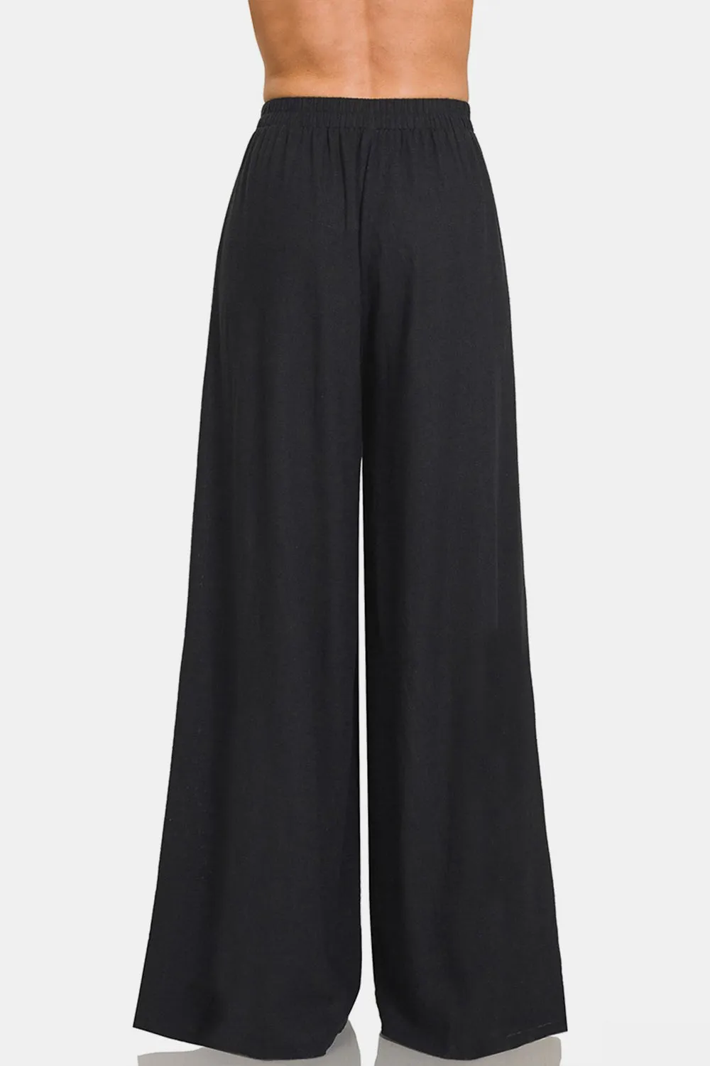 Pleated Linen Blend Wide Leg Pants - Online Exclusive