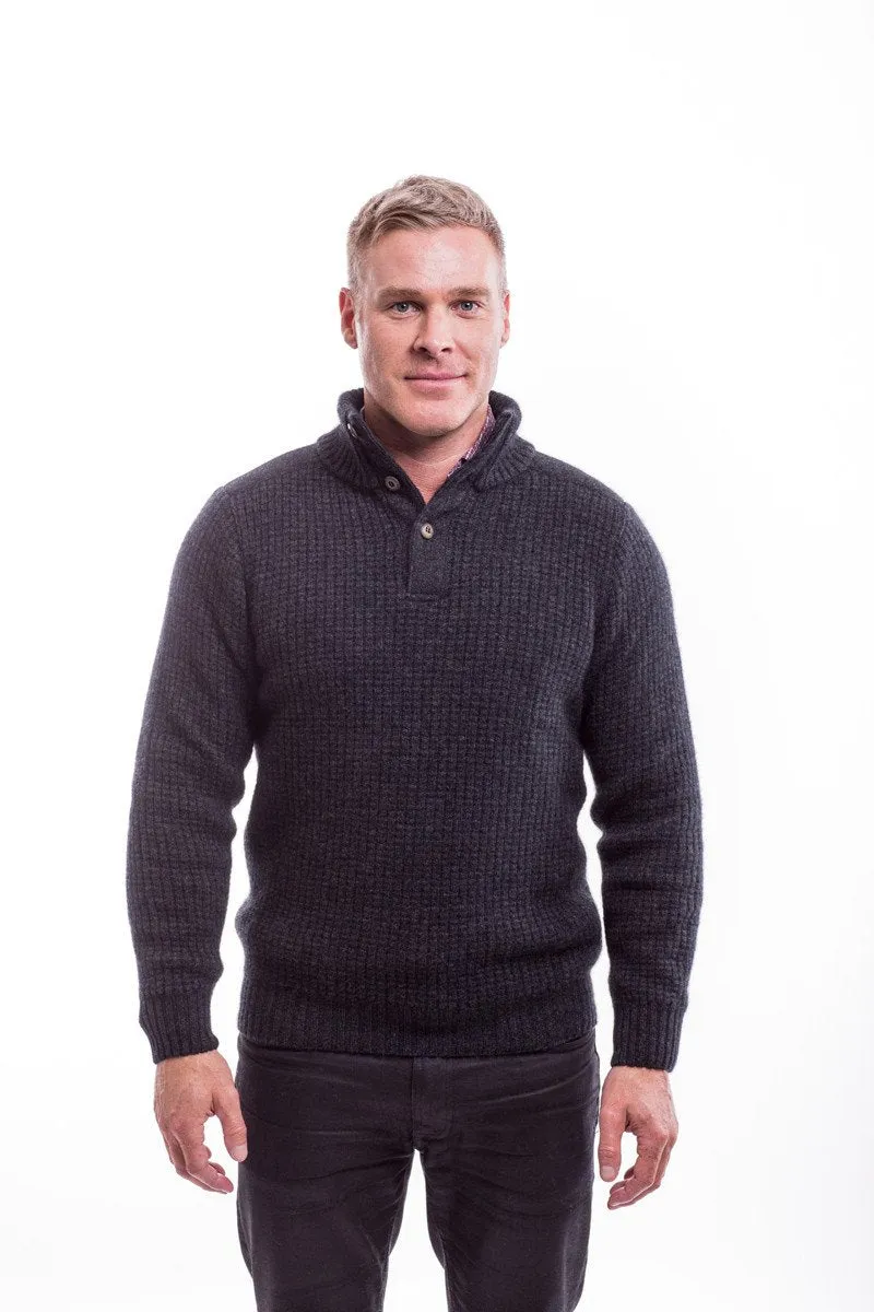 Possum Merino Placket Jumper with Buttons