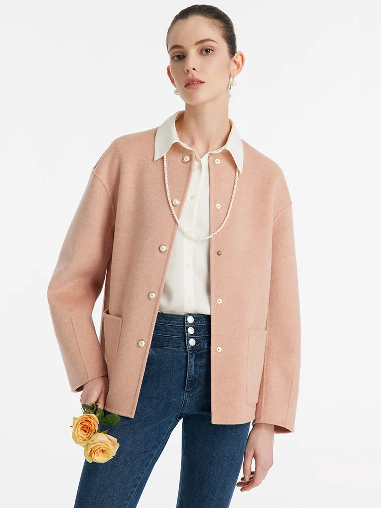 Pure Double-Faced Wool Round Neck Women Jacket