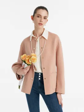 Pure Double-Faced Wool Round Neck Women Jacket