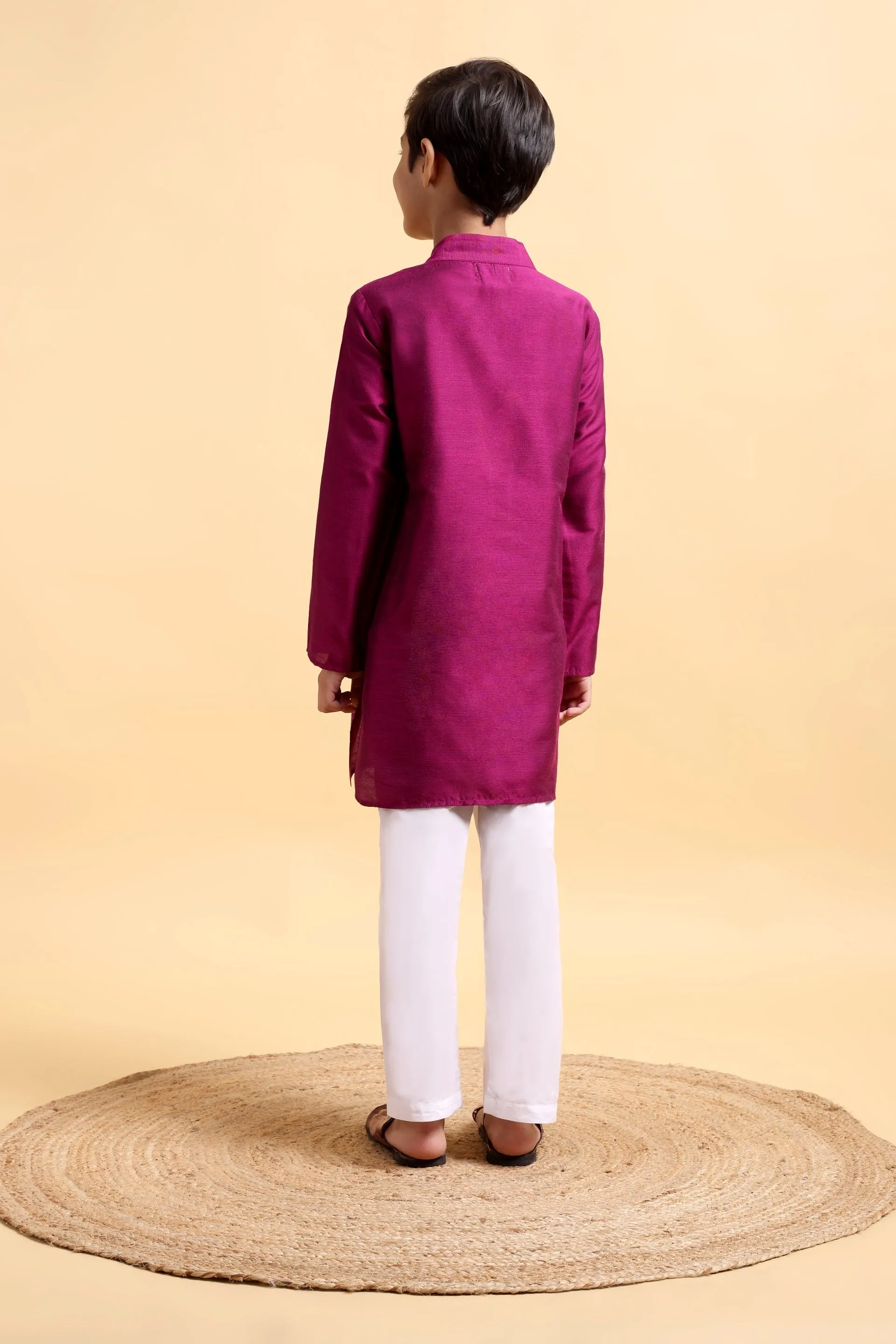 Purple Cotton silk Kurta & Pajama Set