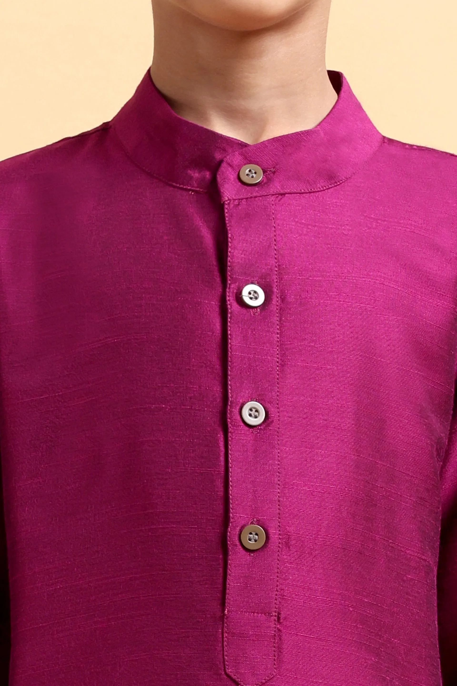 Purple Cotton silk Kurta & Pajama Set