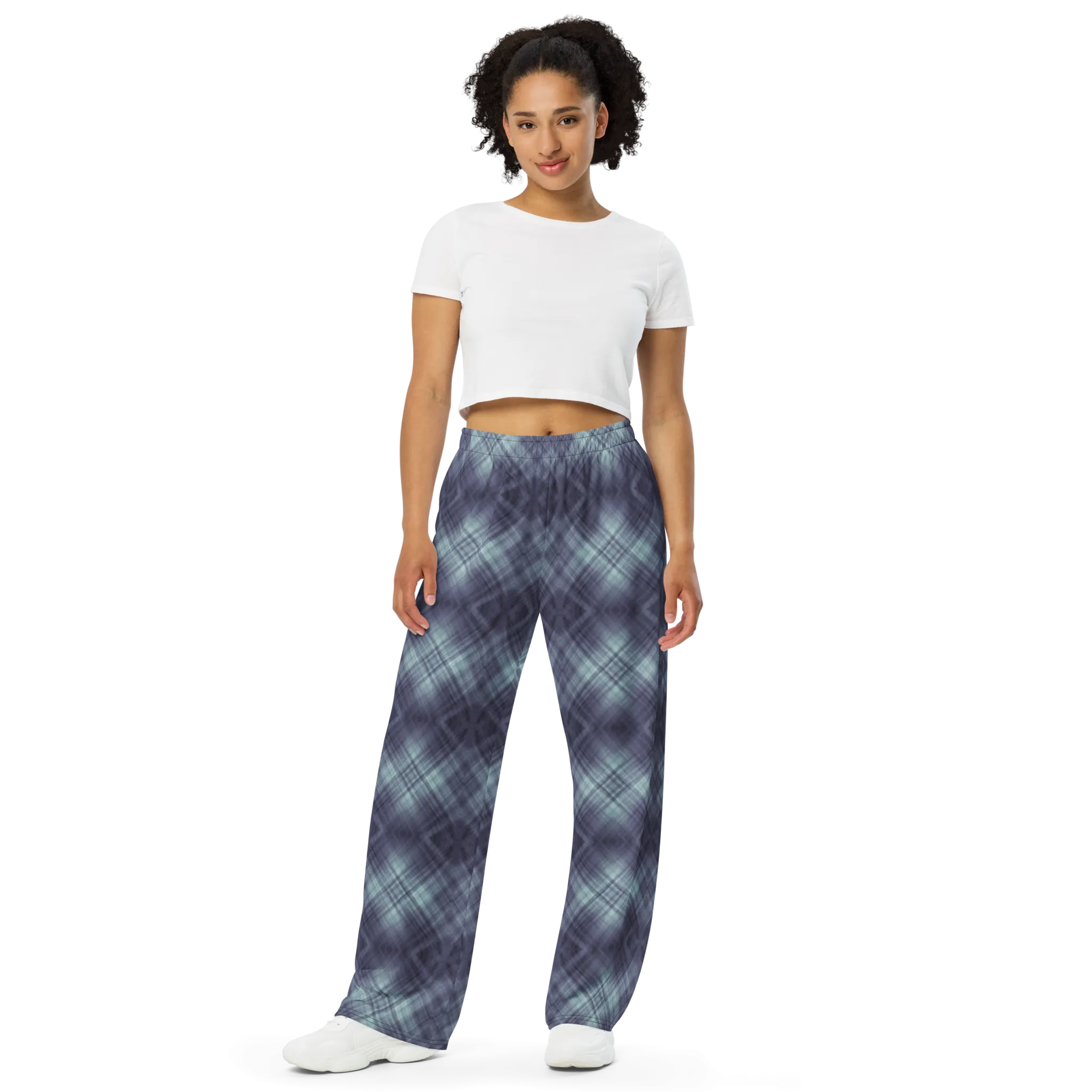 Recursia Argyle Rewired I Women's Wide Leg Pants In Blue