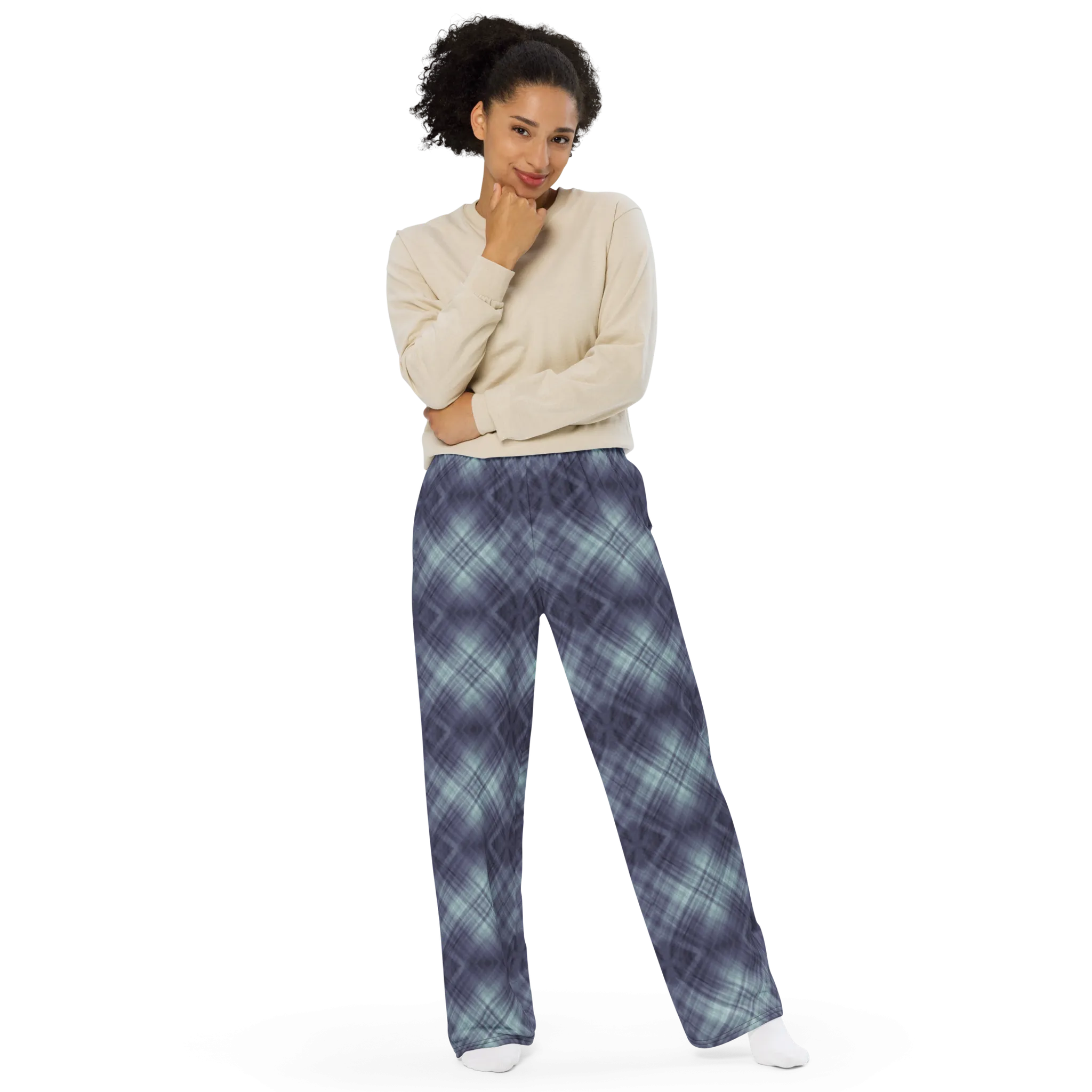 Recursia Argyle Rewired I Women's Wide Leg Pants In Blue