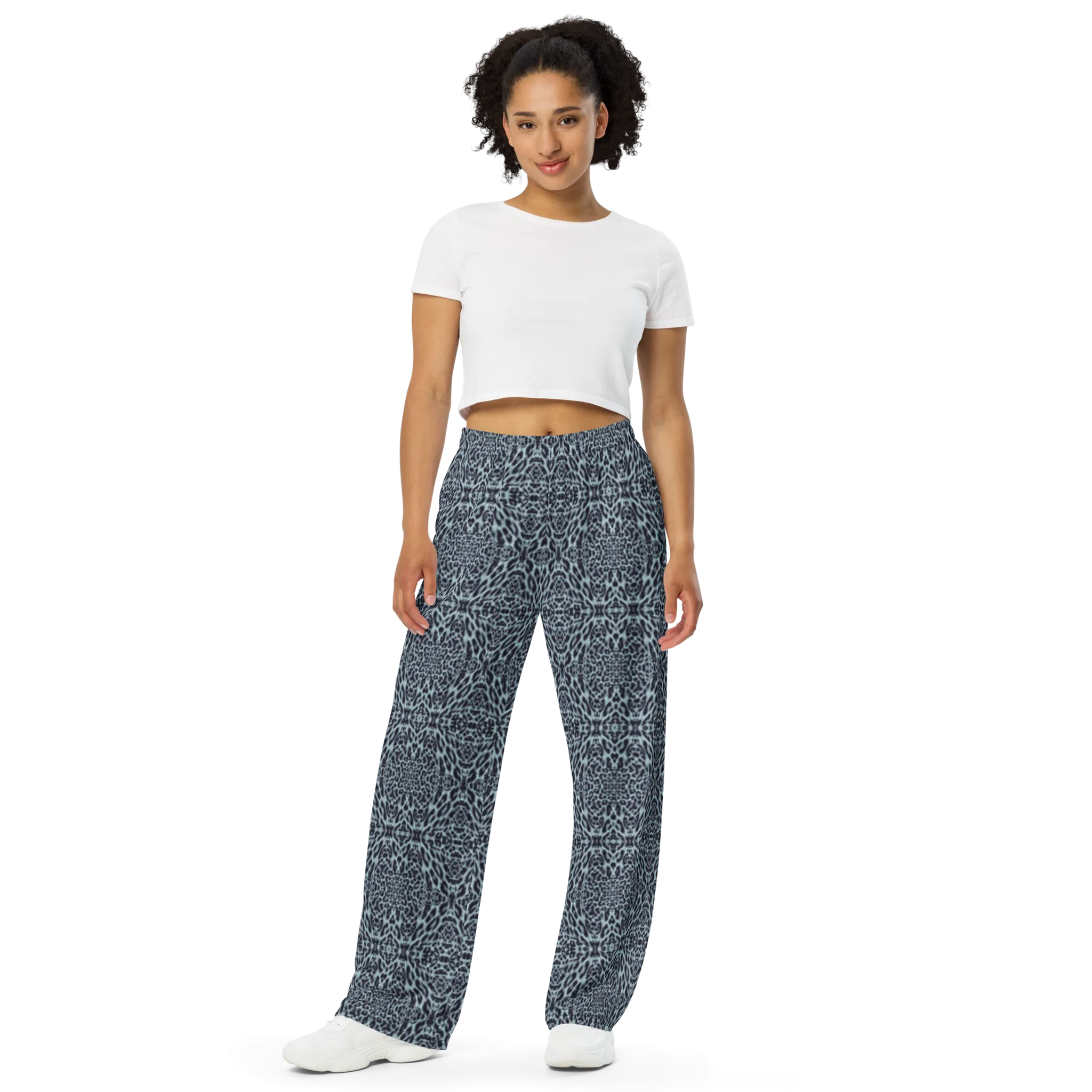 Recursia Contemplative Jaguar I Women's Wide Leg Pants In Blue