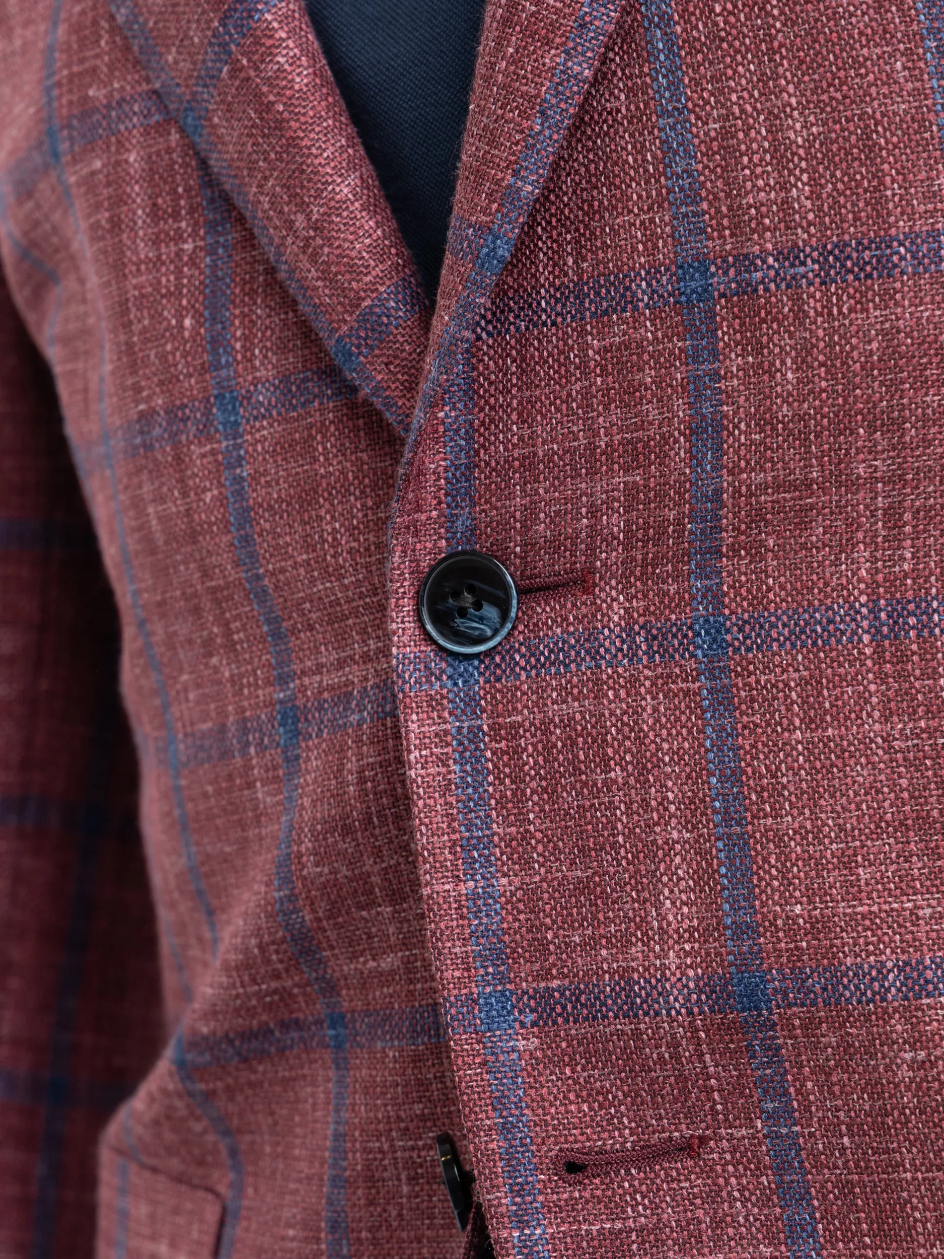 Red/Navy Check Wool-Silk Sport Jacket