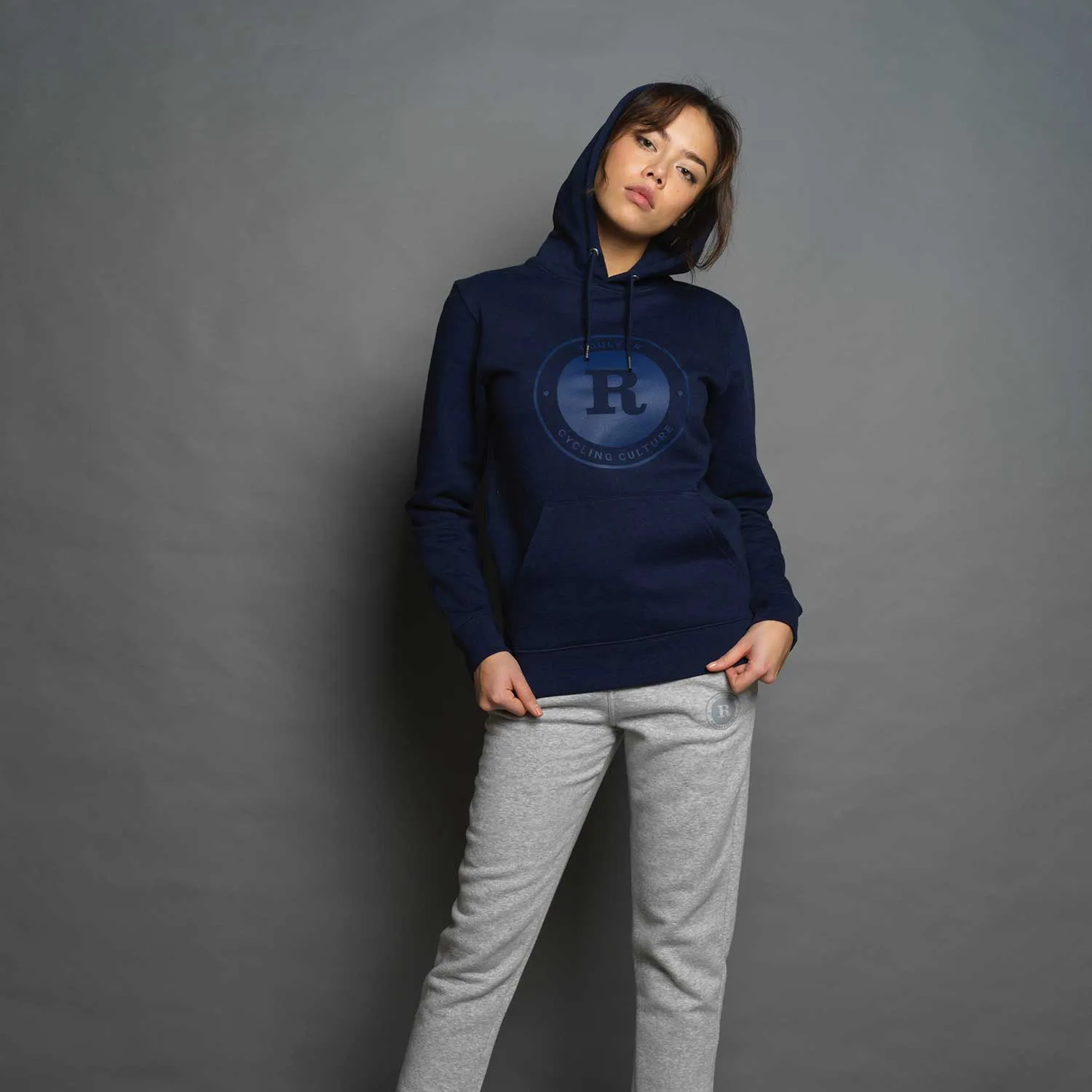 Rouleur Logo - Organic Hooded Sweatshirt - Unisex - Heather Blue