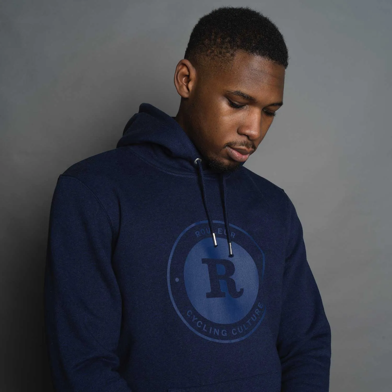 Rouleur Logo - Organic Hooded Sweatshirt - Unisex - Heather Blue