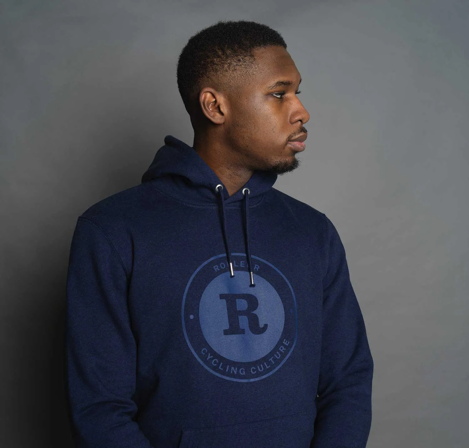 Rouleur Logo - Organic Hooded Sweatshirt - Unisex - Heather Blue