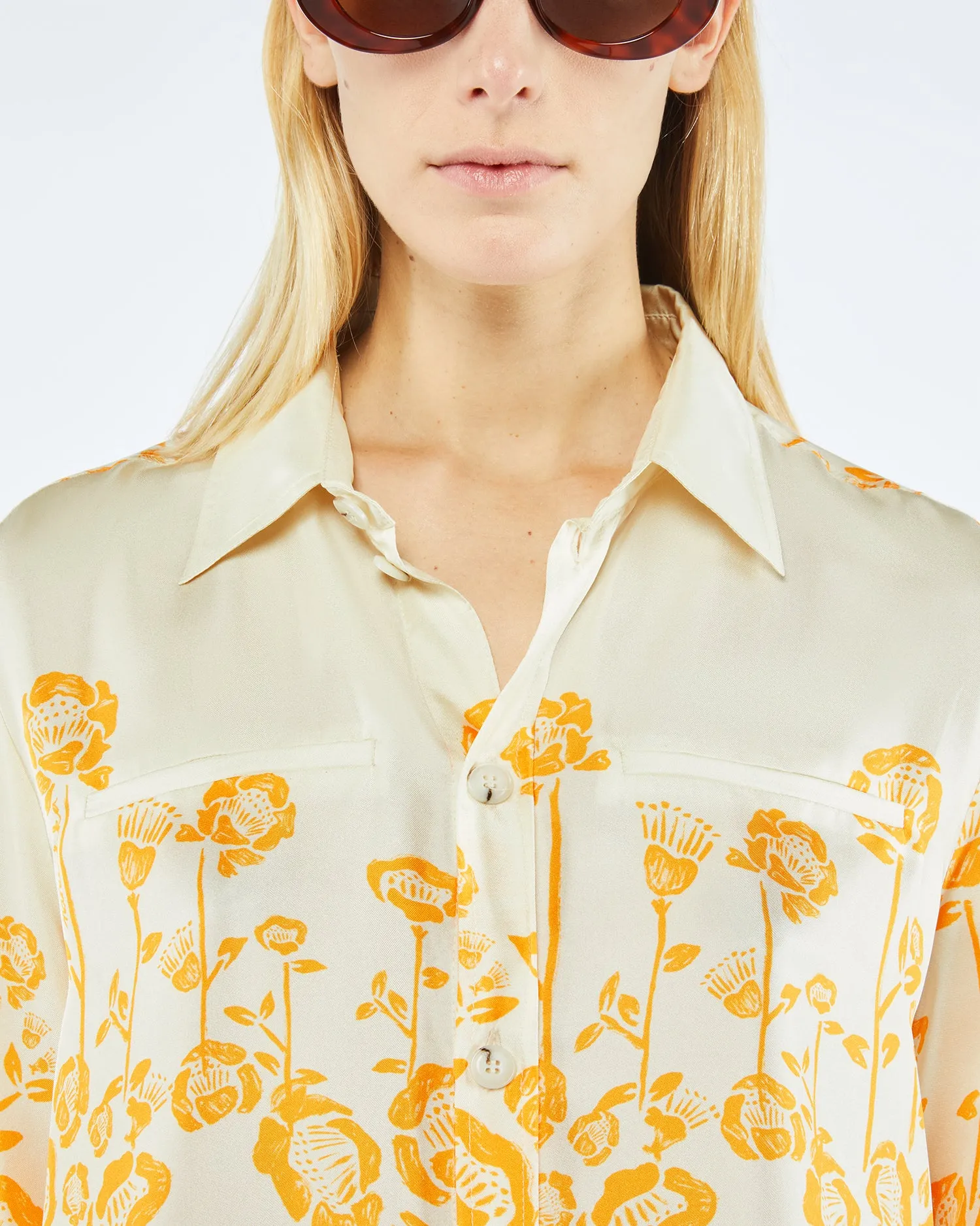 Sabrin - Sale Printed Twill Silk Shirt - Blockwood Floral