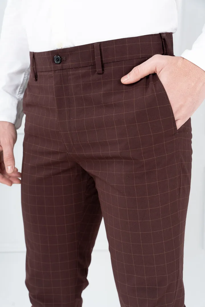 Sangria Wine Checks Formal Pants