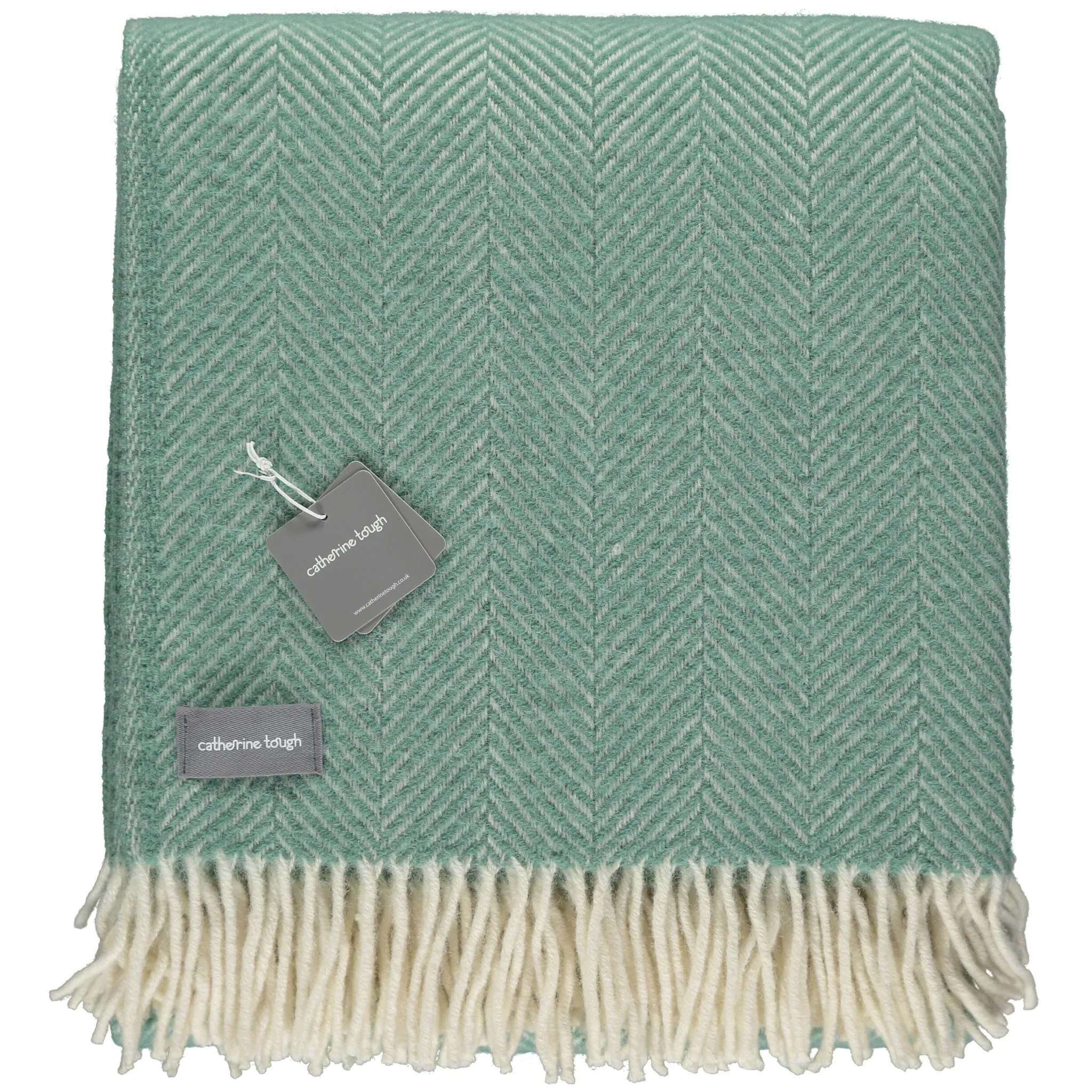 Sea Green Herringbone Wool Throw