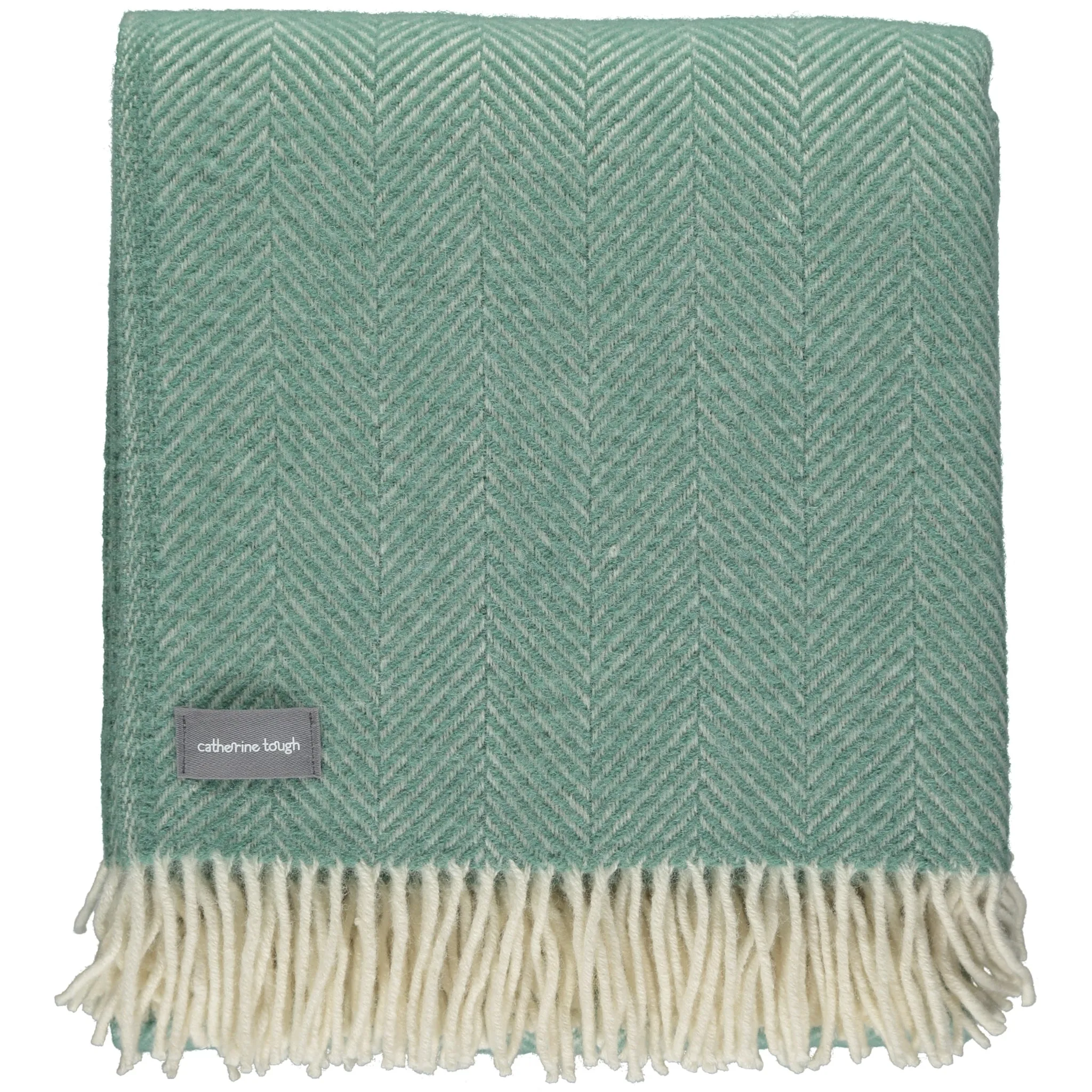 Sea Green Herringbone Wool Throw