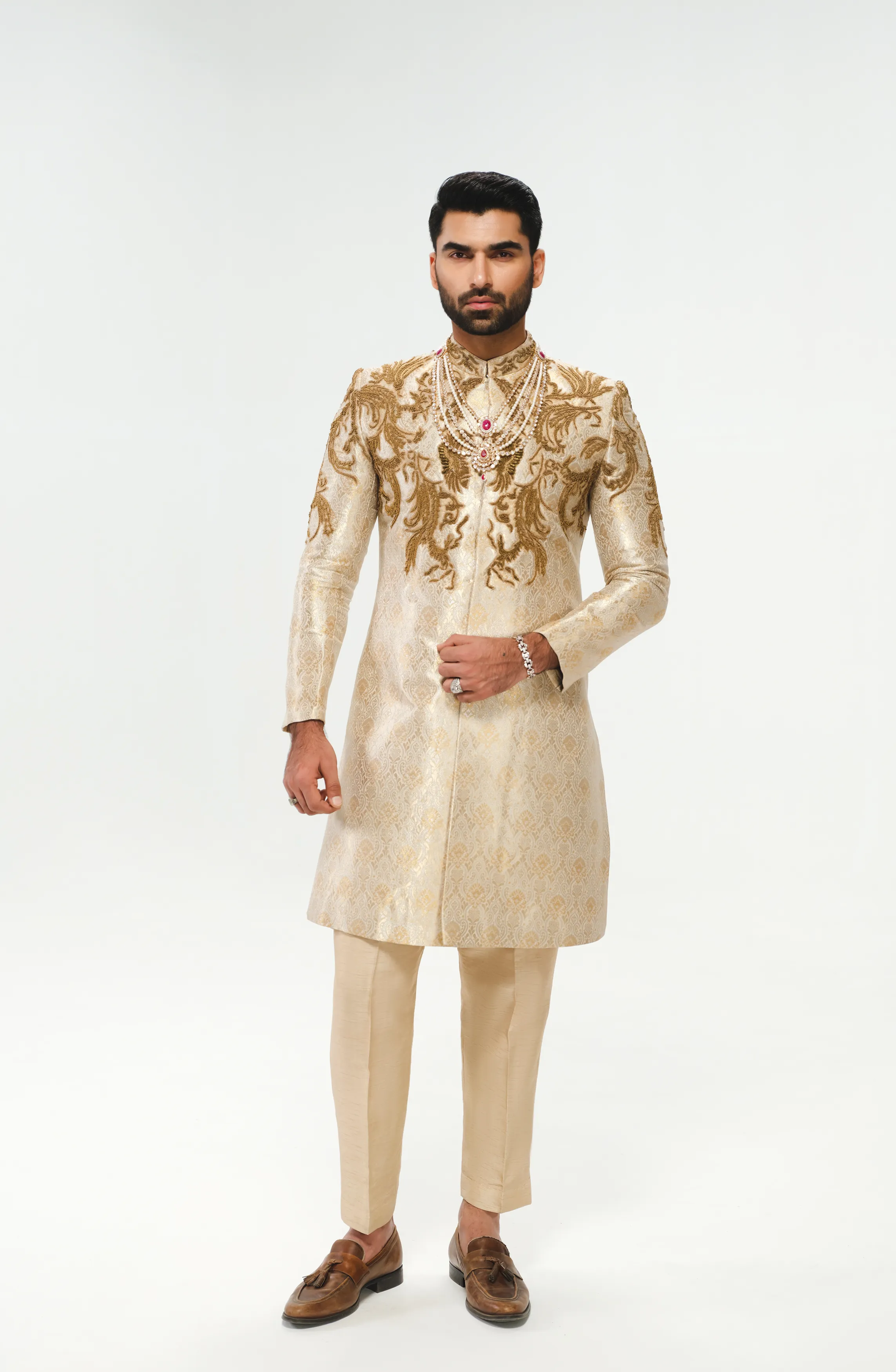 Signature Ivory Sherwani with Zardozi embellishments