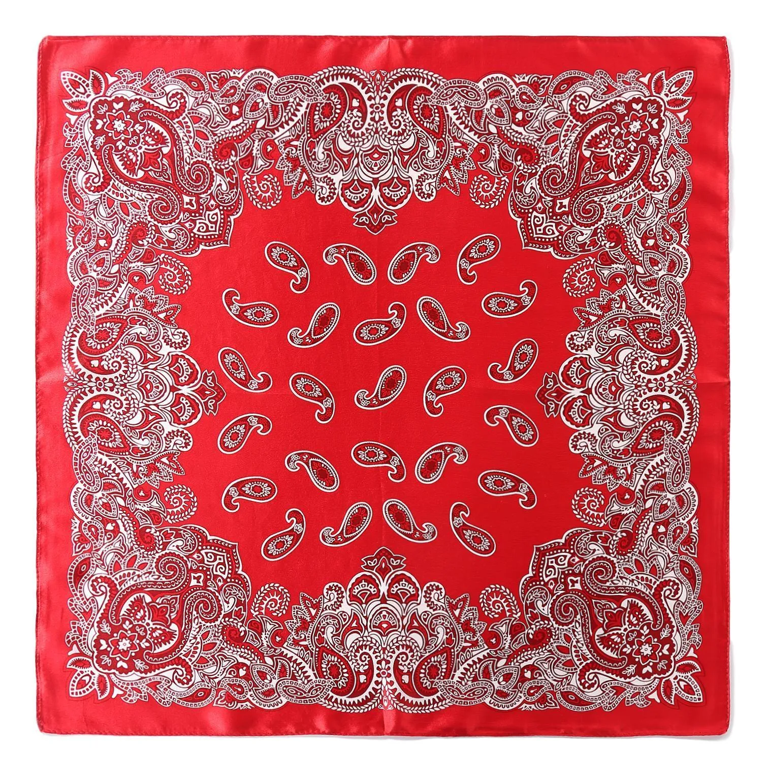 Silk Neckerchief Small Square Silk Scarf Red Theme Paisley Print XFJ233