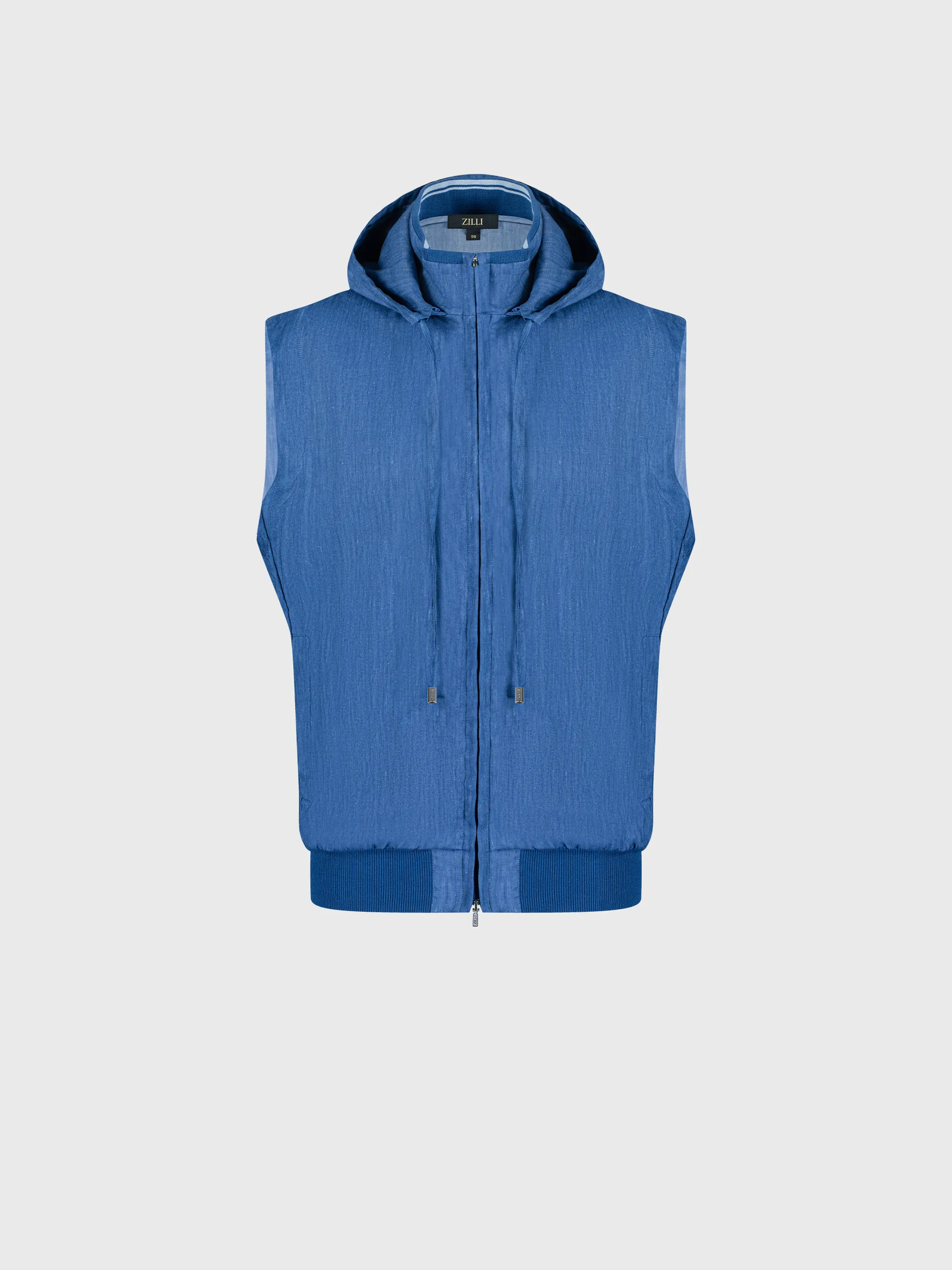 Sleeveless Zipped Cardigan with Hood