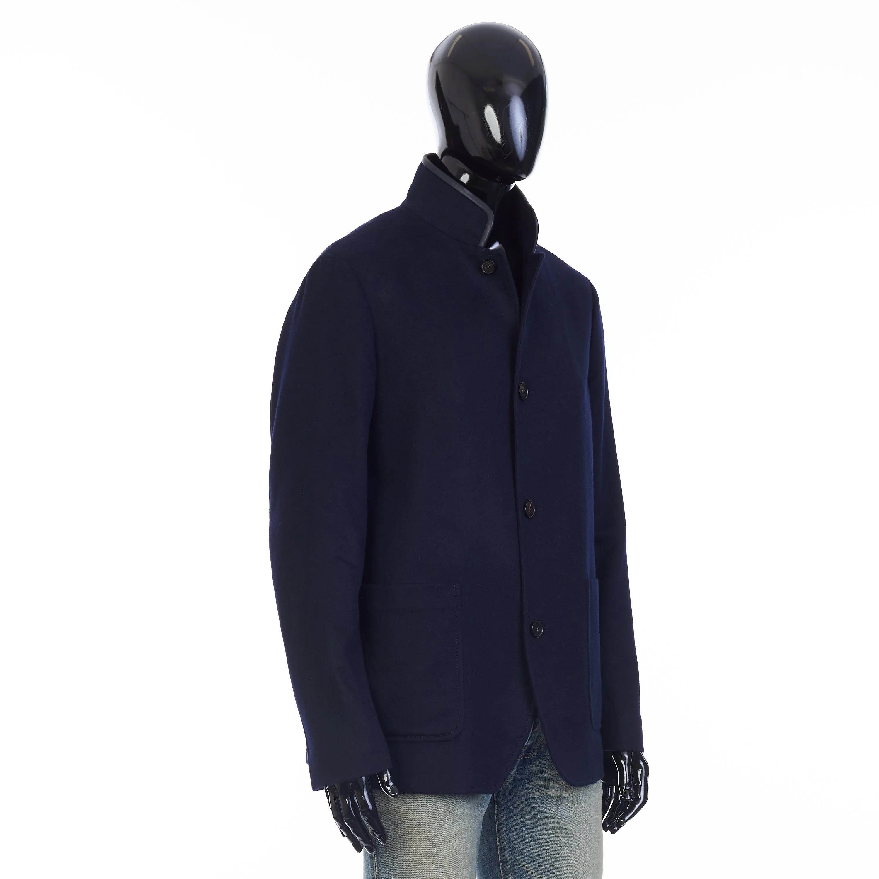 Spagna Jacket In Navy Blue Double Faced Cashmere