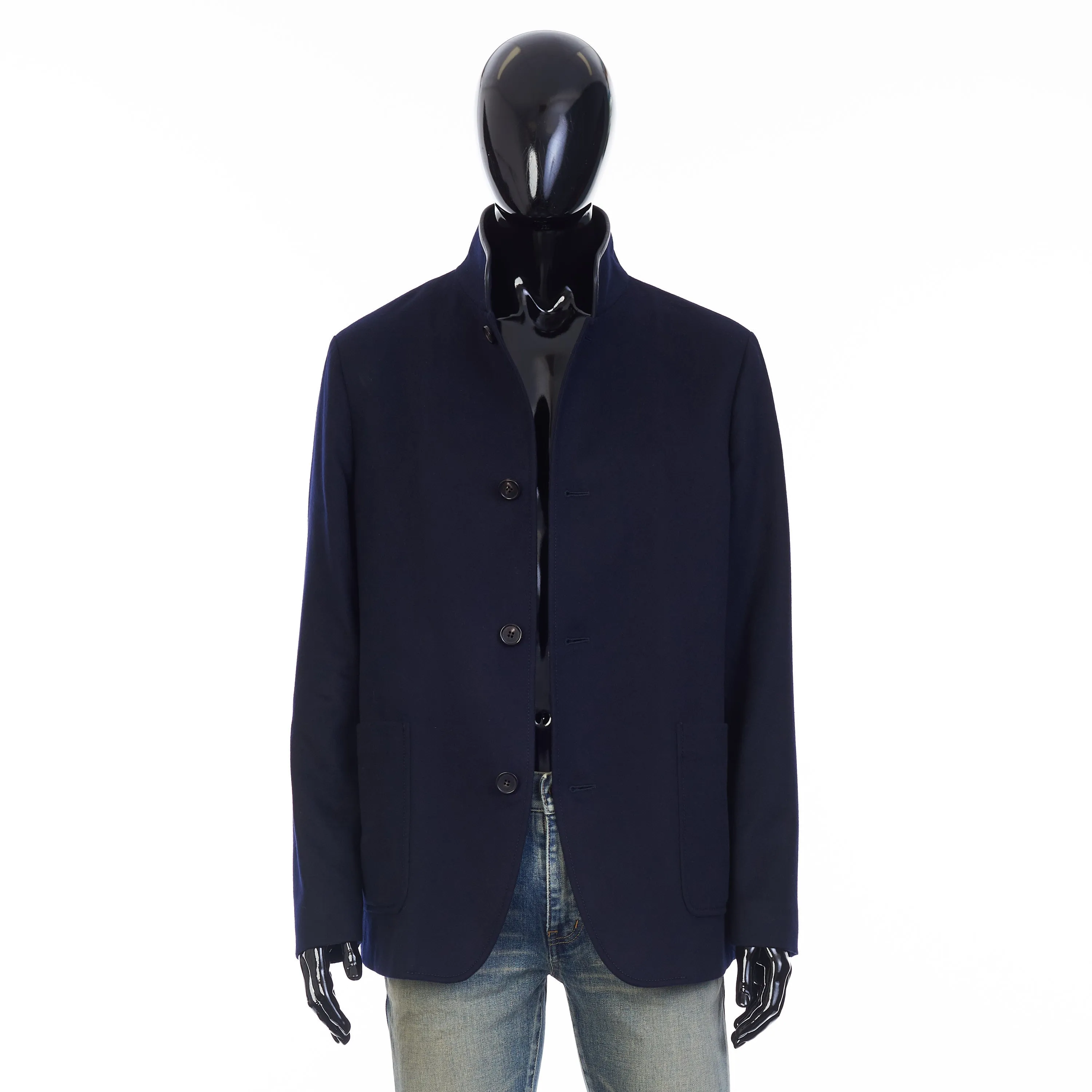 Spagna Jacket In Navy Blue Double Faced Cashmere