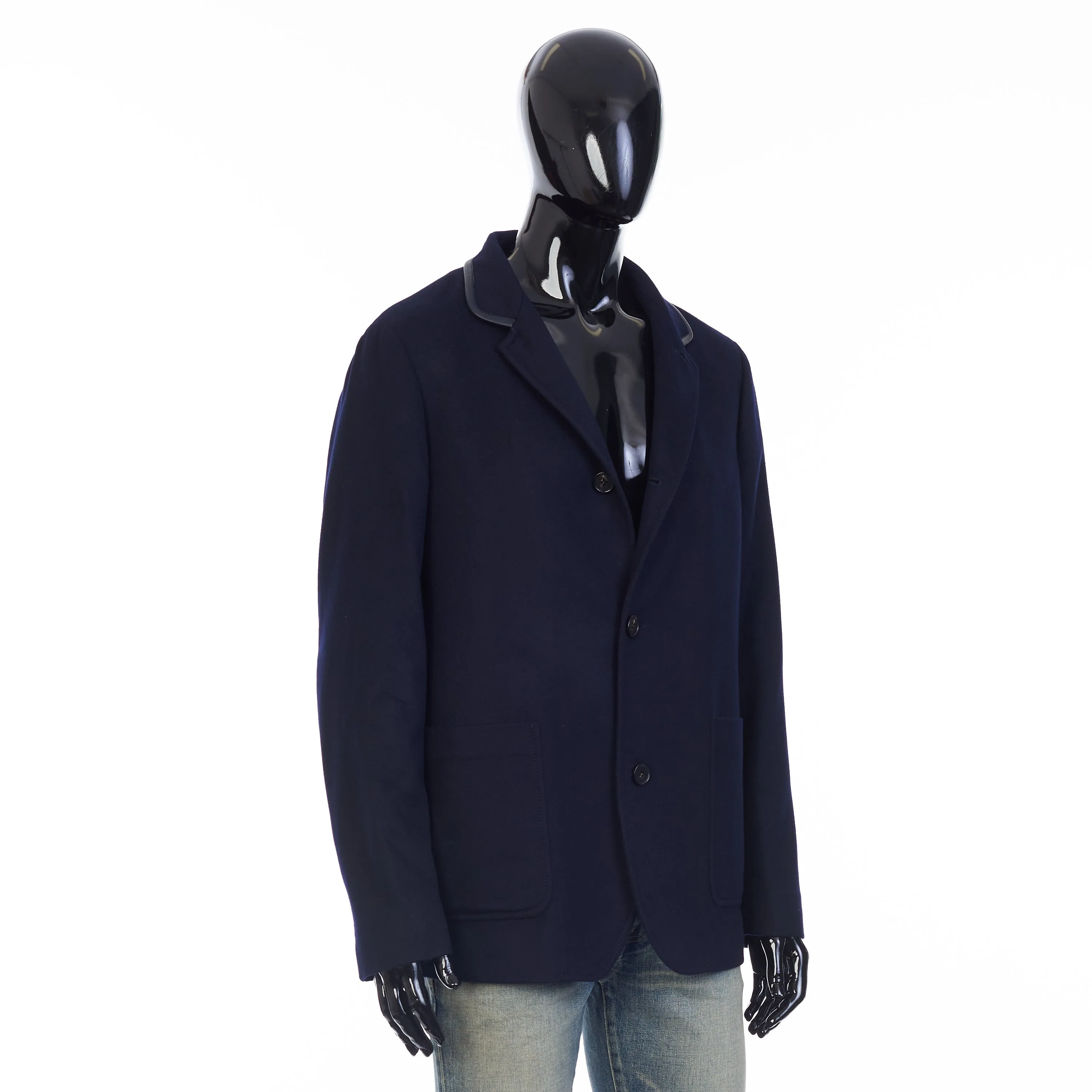 Spagna Jacket In Navy Blue Double Faced Cashmere