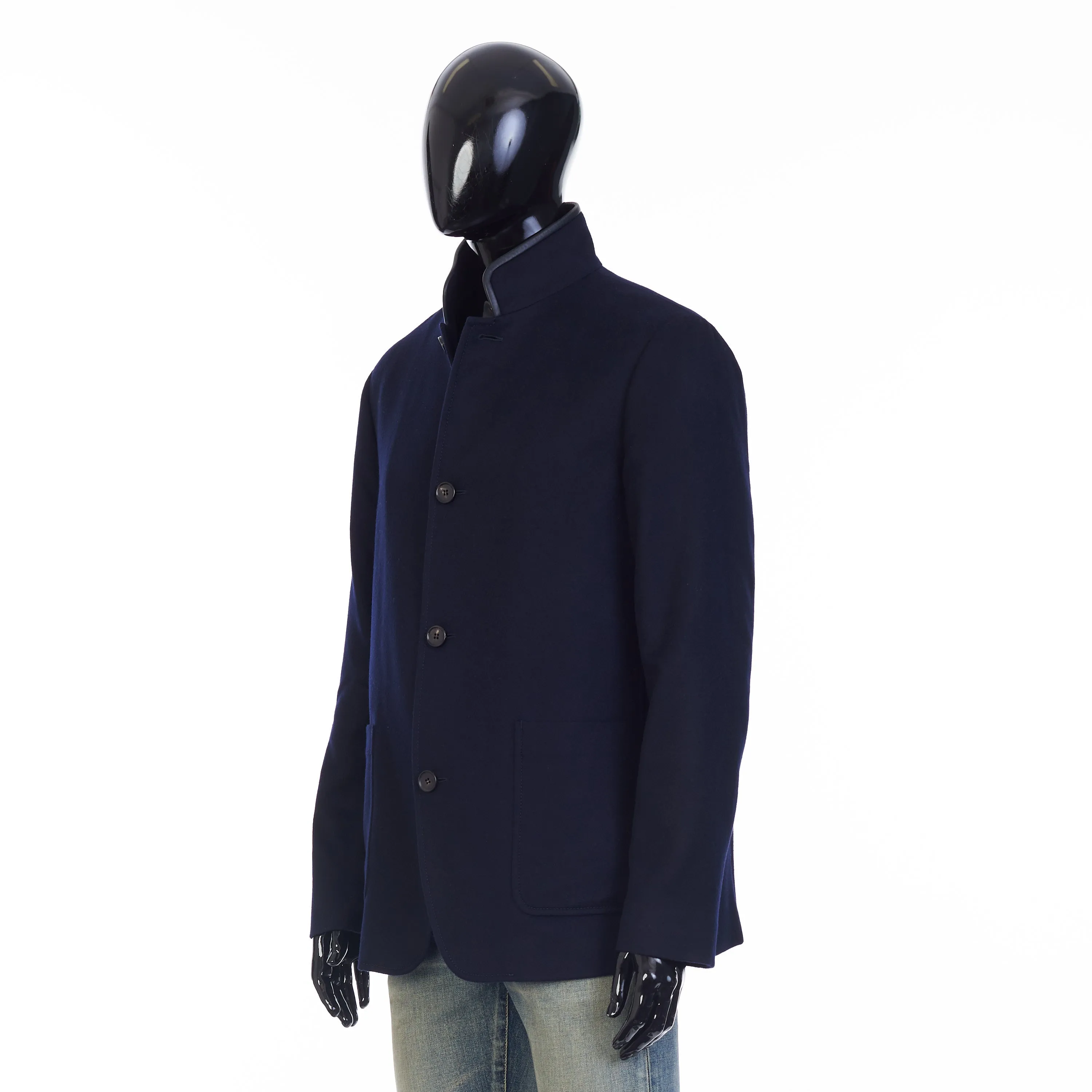 Spagna Jacket In Navy Blue Double Faced Cashmere