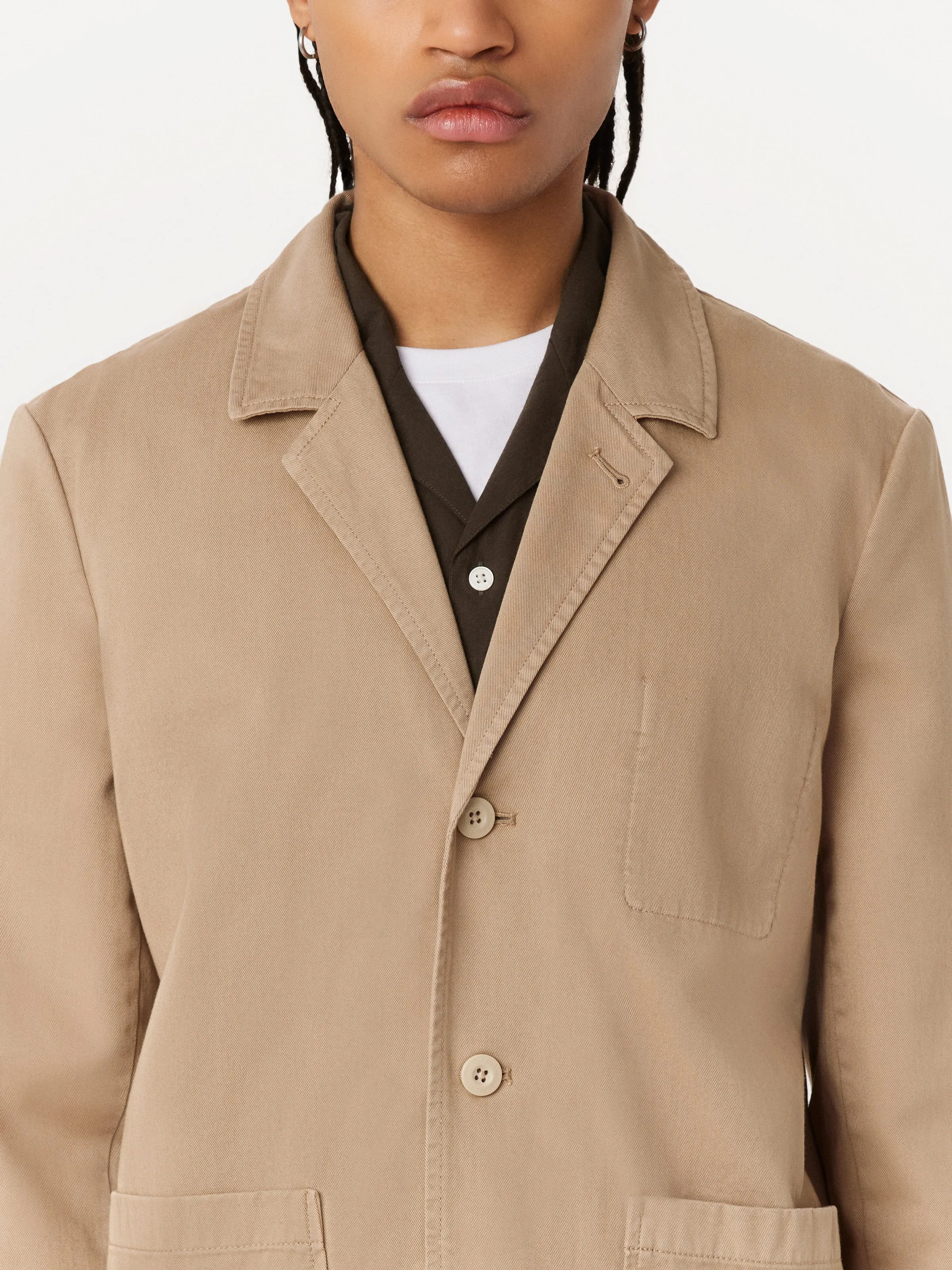 The 3-Button Twill Blazer in Sandstone