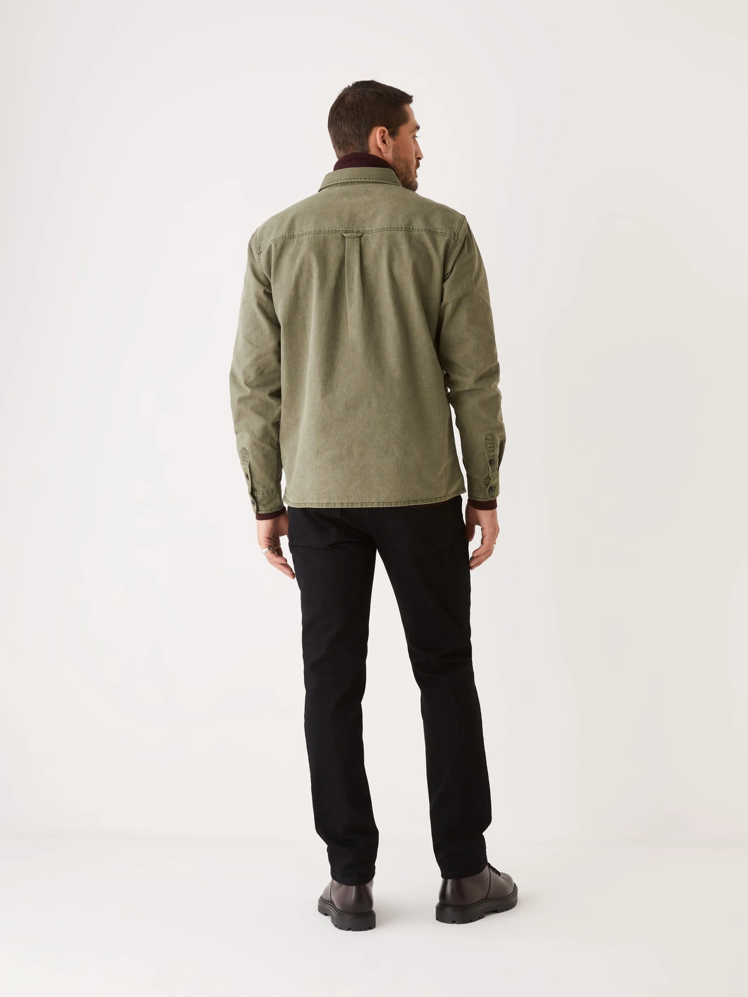 The Half-Zip Twill Popover Overshirt in Khaki