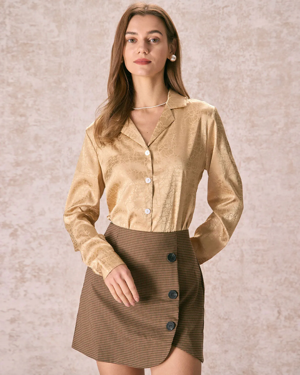 The Yellow Geometric Jacquard Satin Shirt