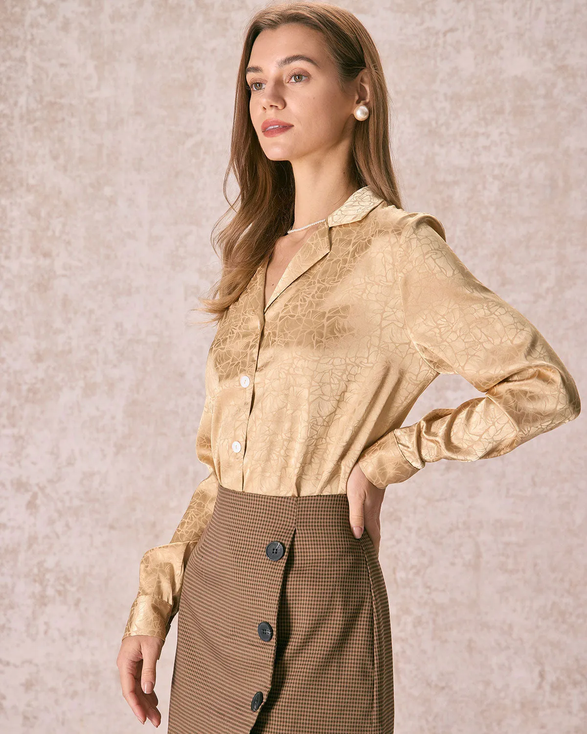 The Yellow Geometric Jacquard Satin Shirt