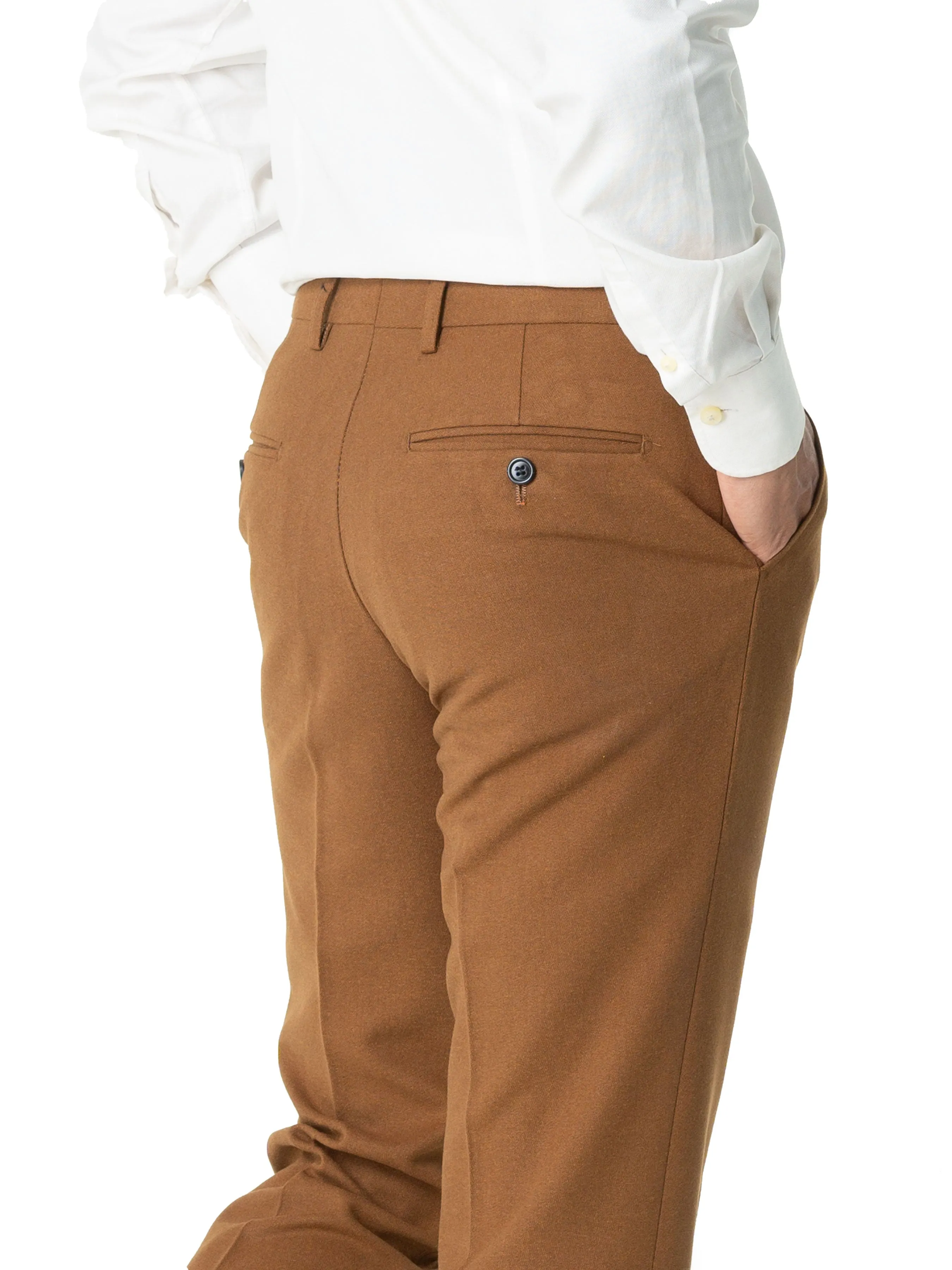 Trousers With Belt Loop - Cinnamon Textured Plain (Stretchable)