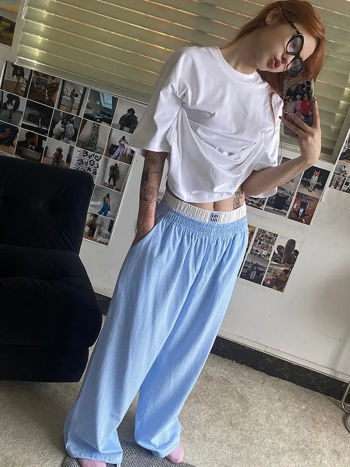 Weird Town Double Waist Blue Striped Pants