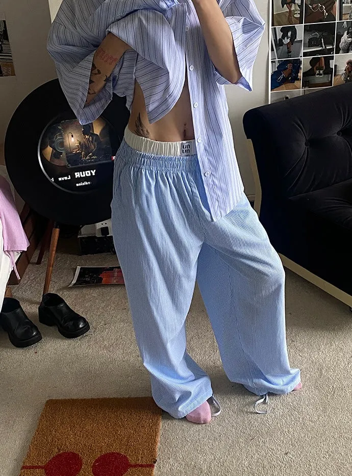 Weird Town Double Waist Blue Striped Pants