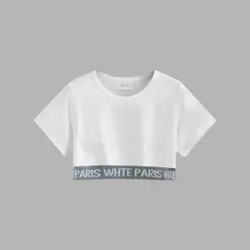 Whte Pattern Cropped Tee