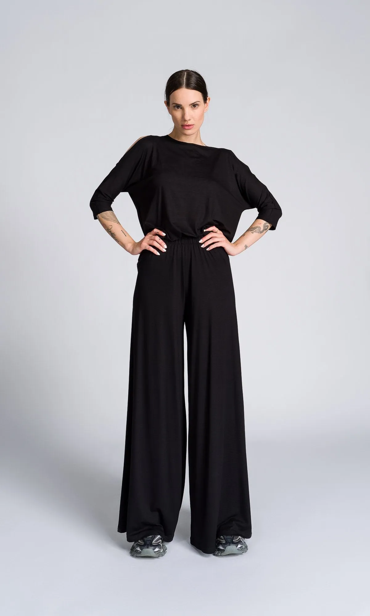 Wide Leg Jersey Pants