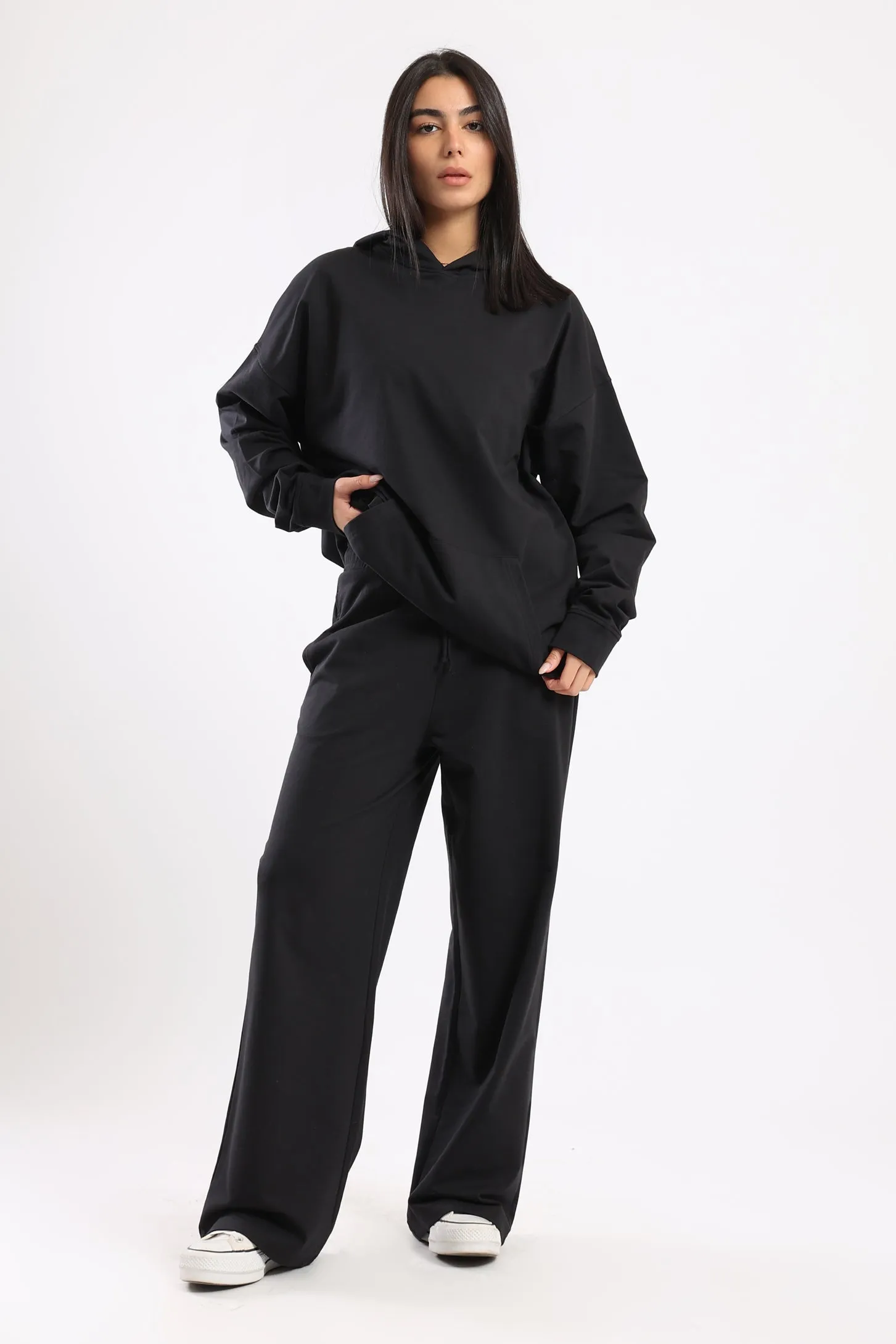 WIDE LEG JOGGERS - BLACK