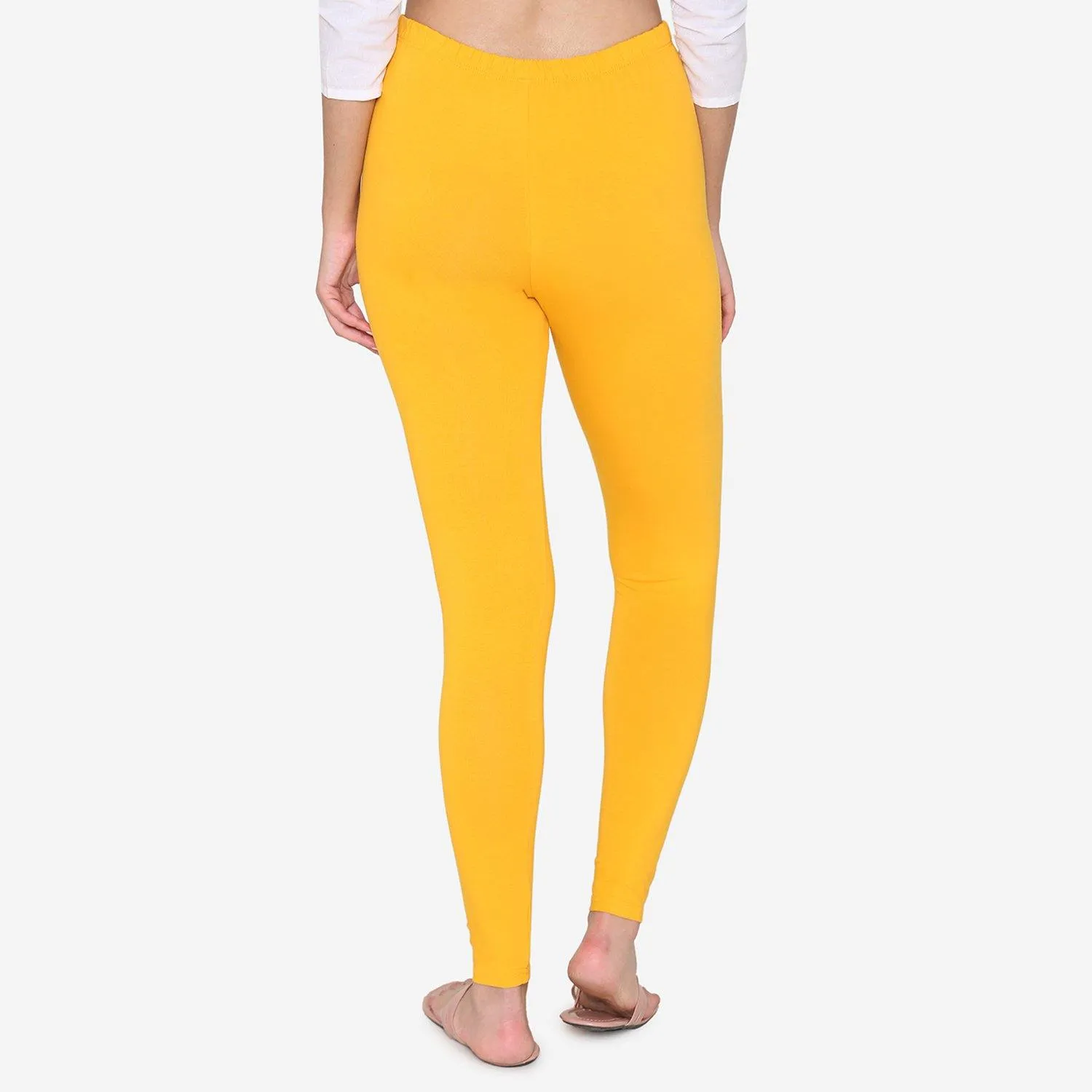 Women's Cotton Ankle leggings (Free Size) - Marigold