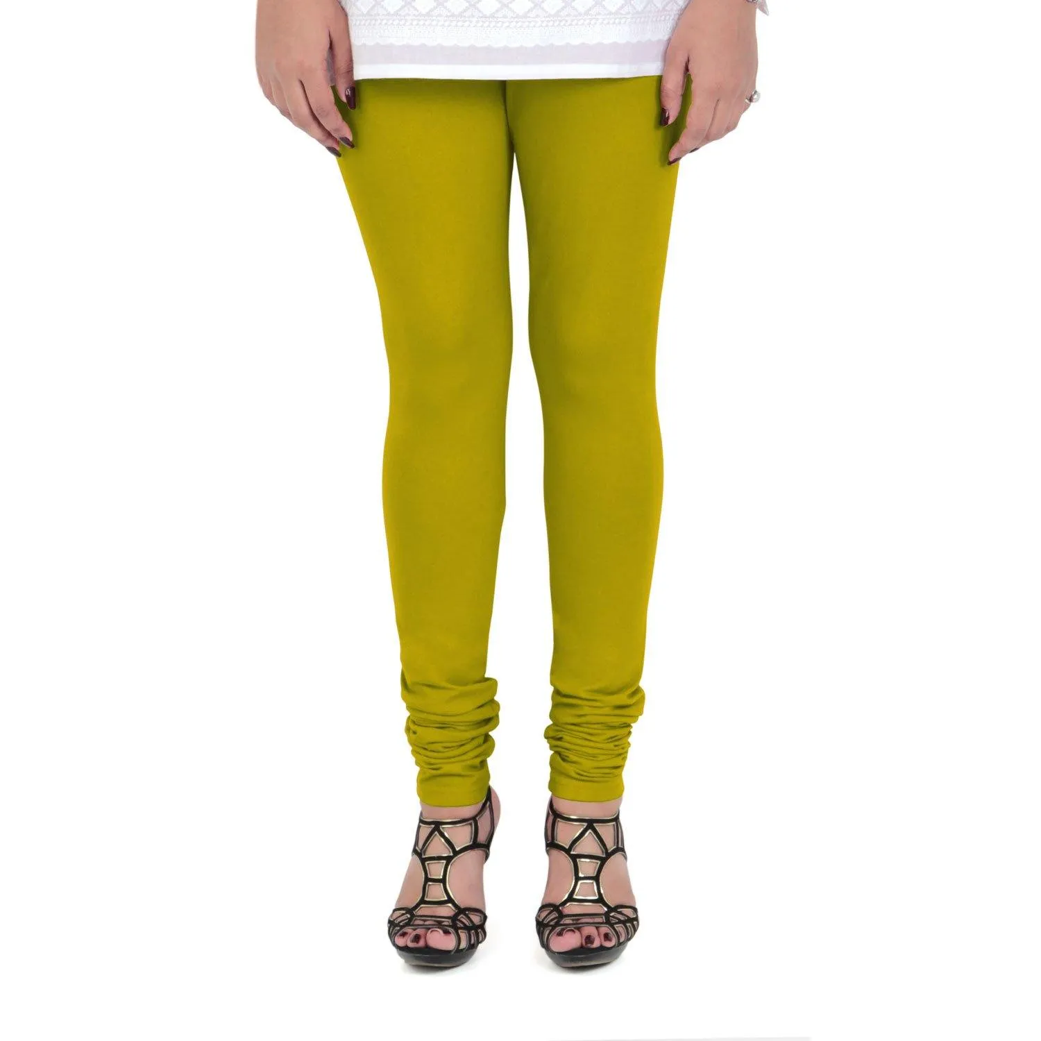 Women's Cotton Churidar Leggings (Free Size) - Golden Palm