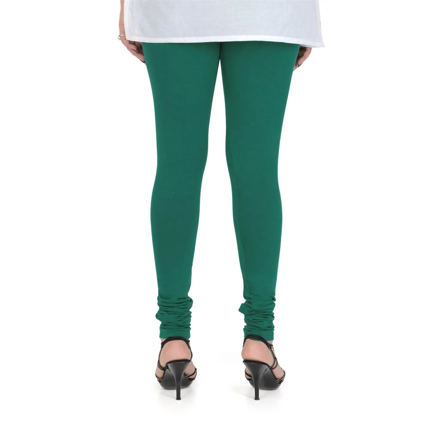 Women's Cotton Churidar Leggings (Free Size) - Mountain Green