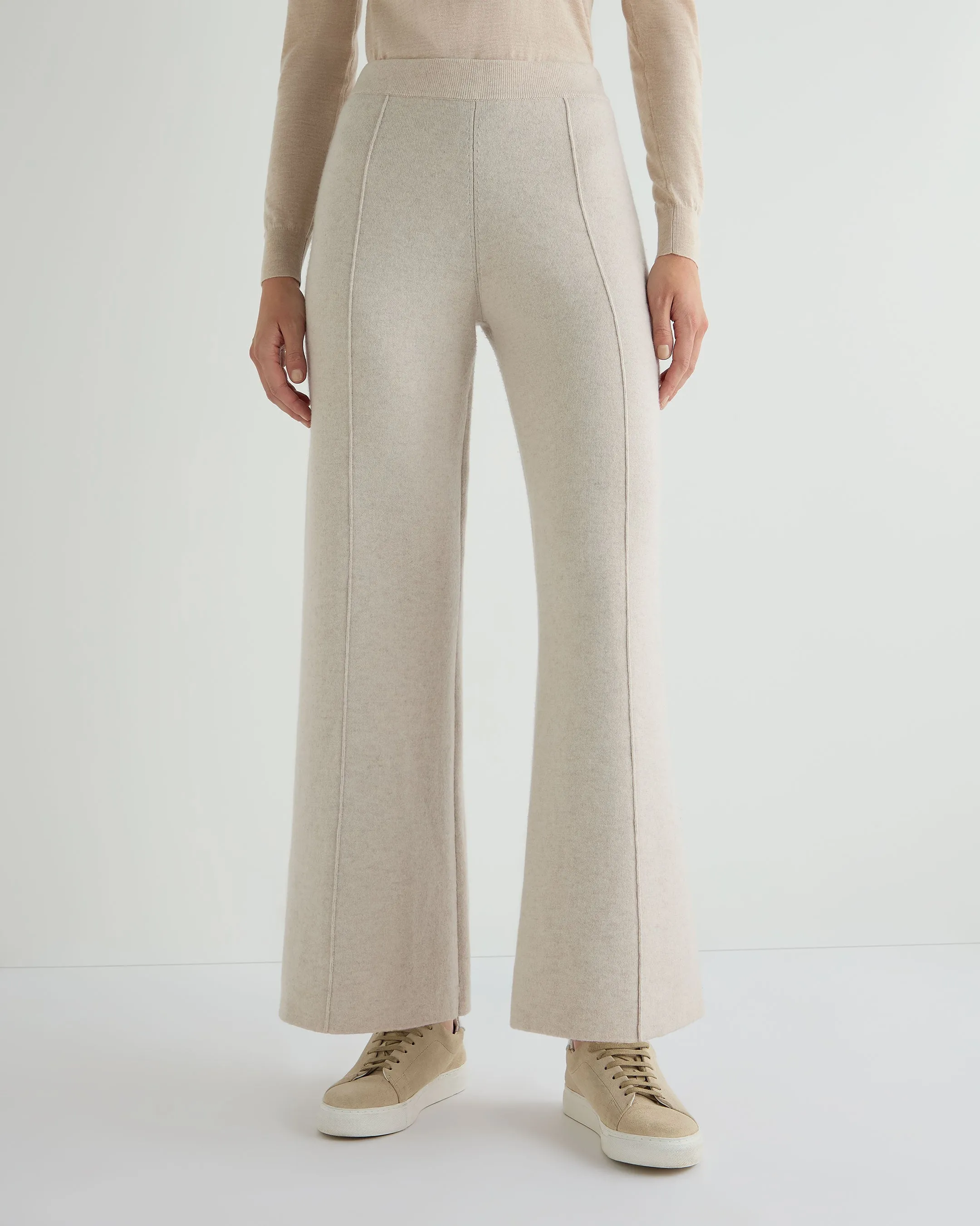 Women's Double Face Trousers Ecru White