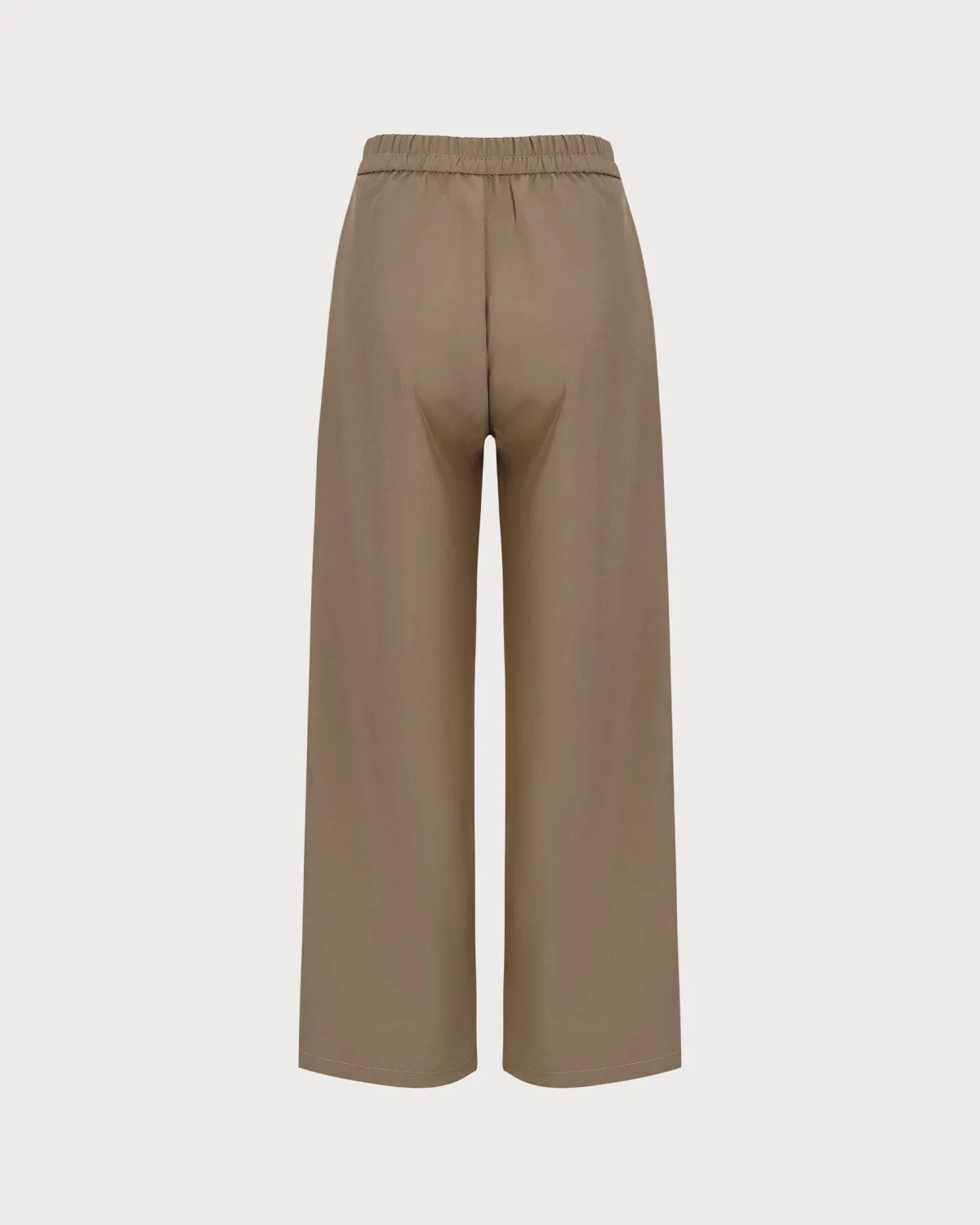 Women's Khaki High Waisted Wide-Leg Pants