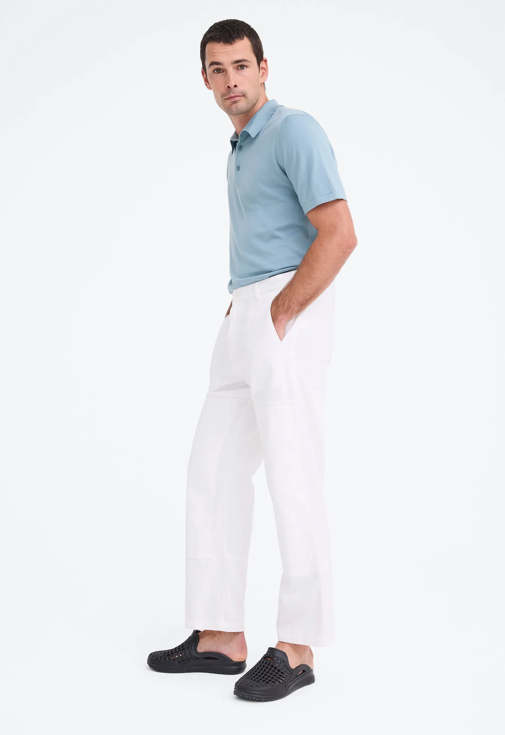 Zane Cotton Denim Pant - White