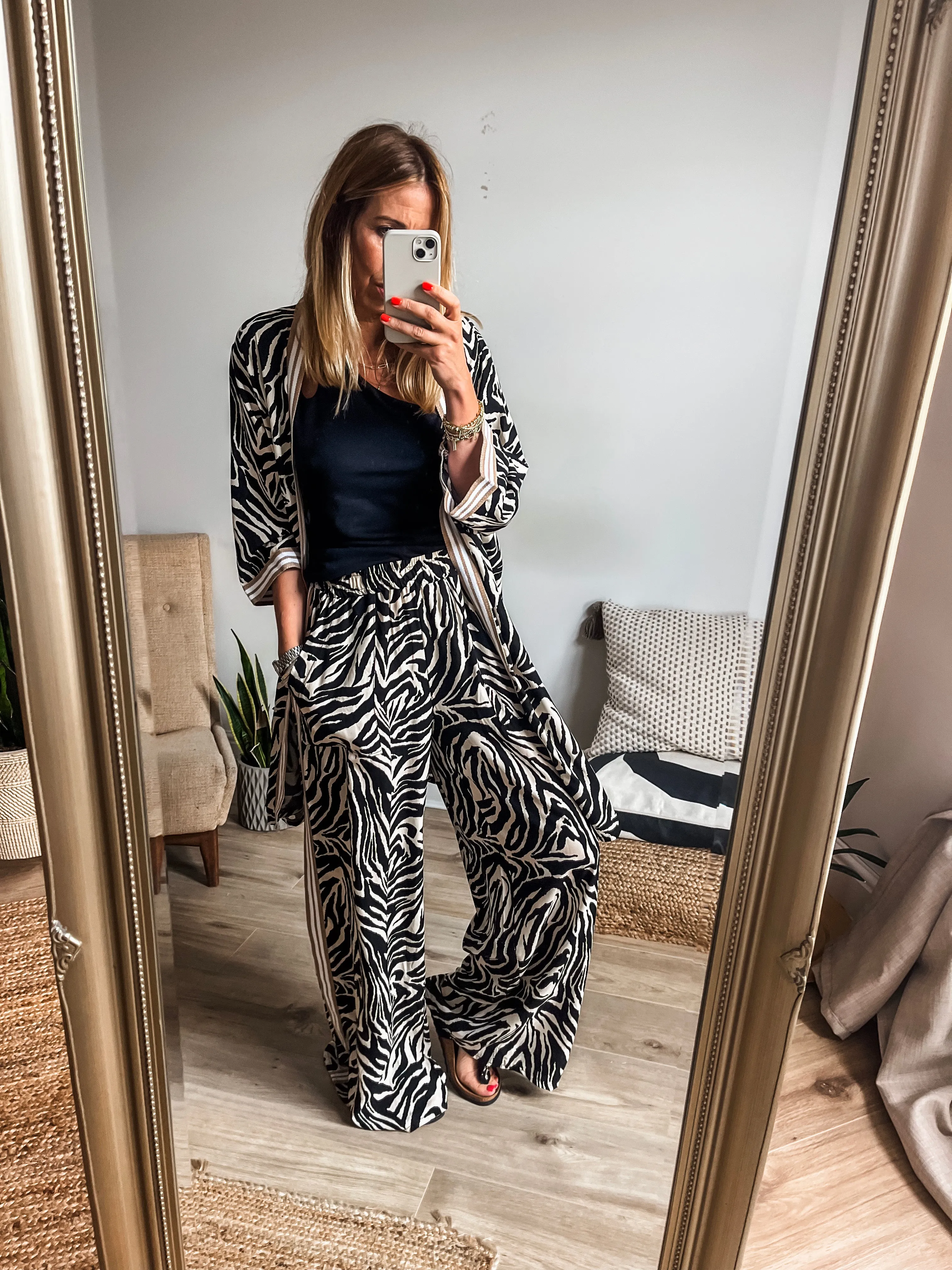 Zebra Print Side Stripe Trousers