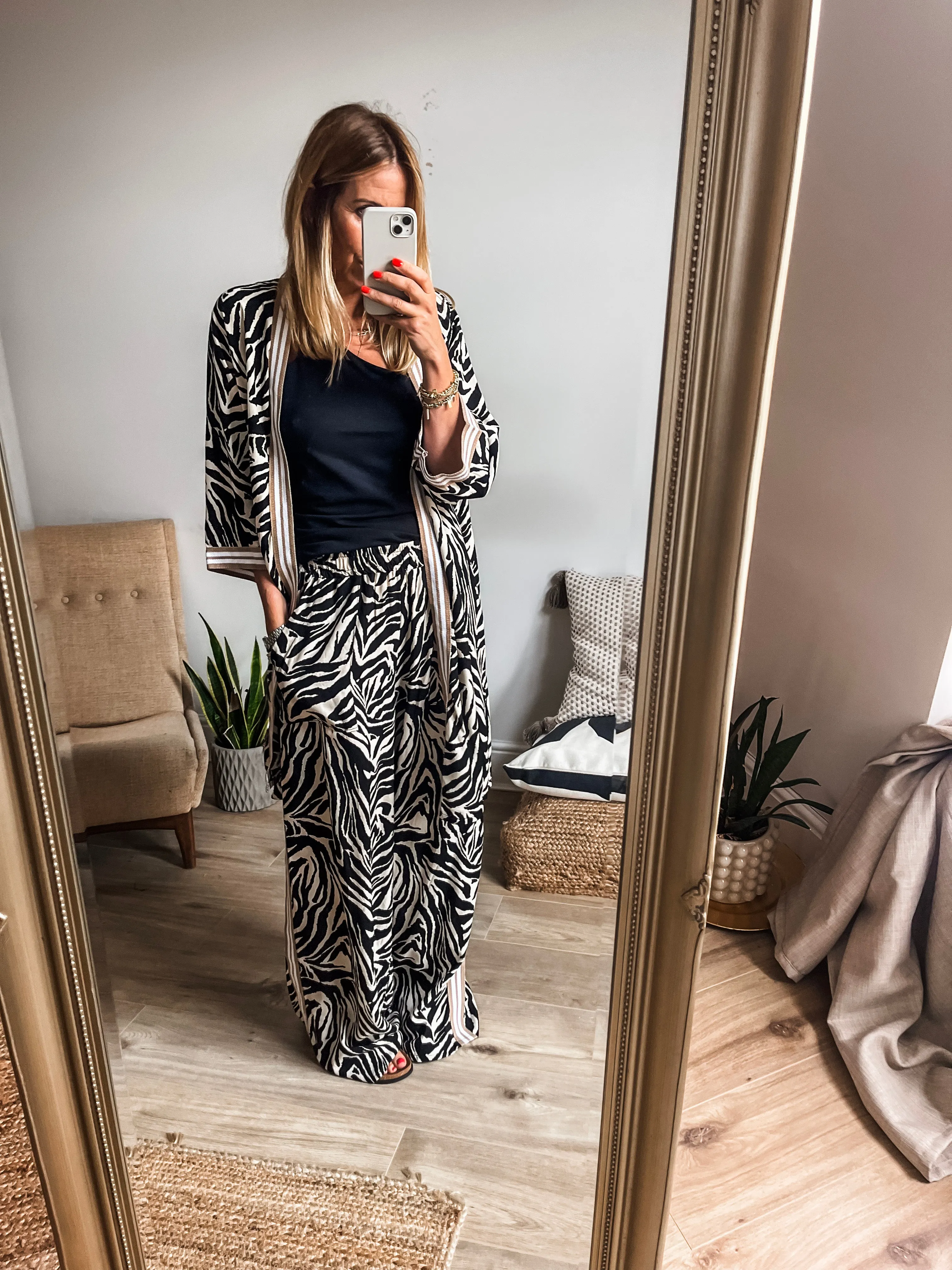 Zebra Print Side Stripe Trousers