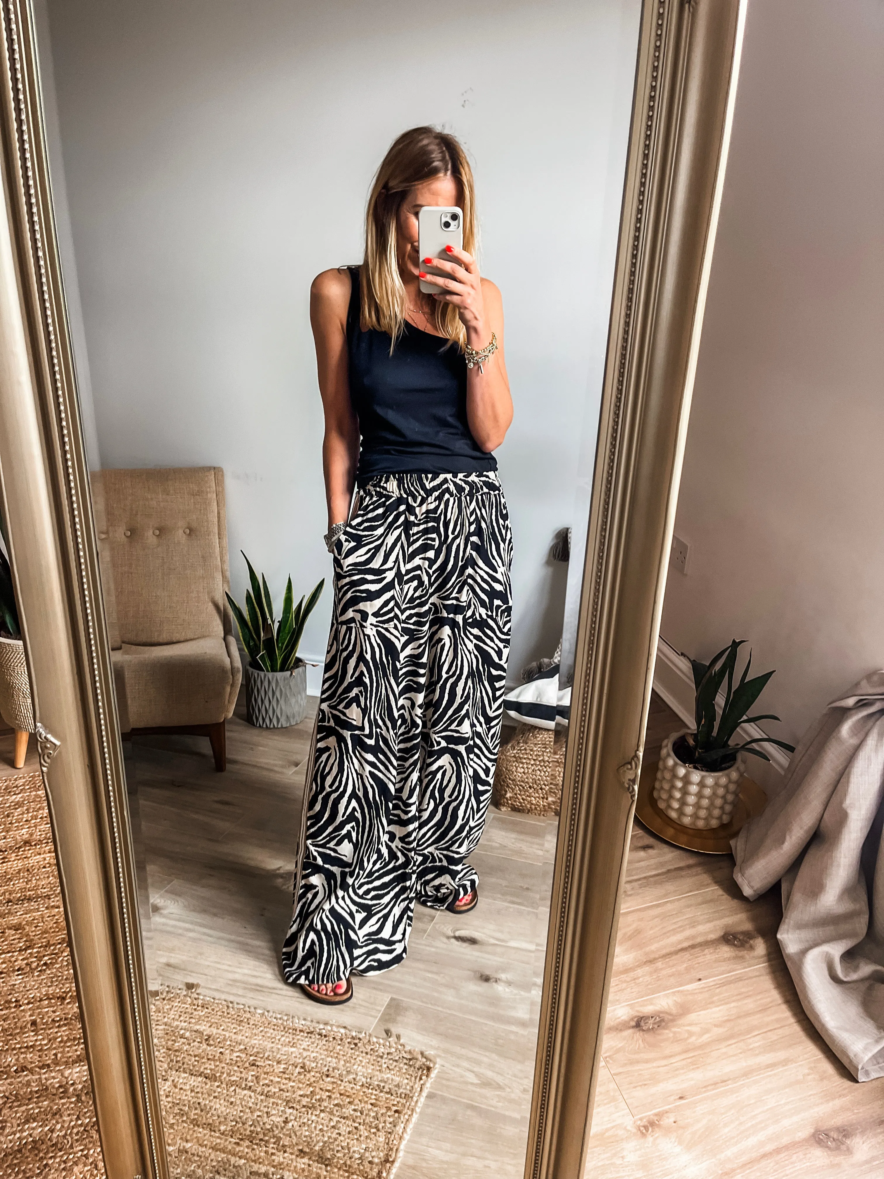 Zebra Print Side Stripe Trousers